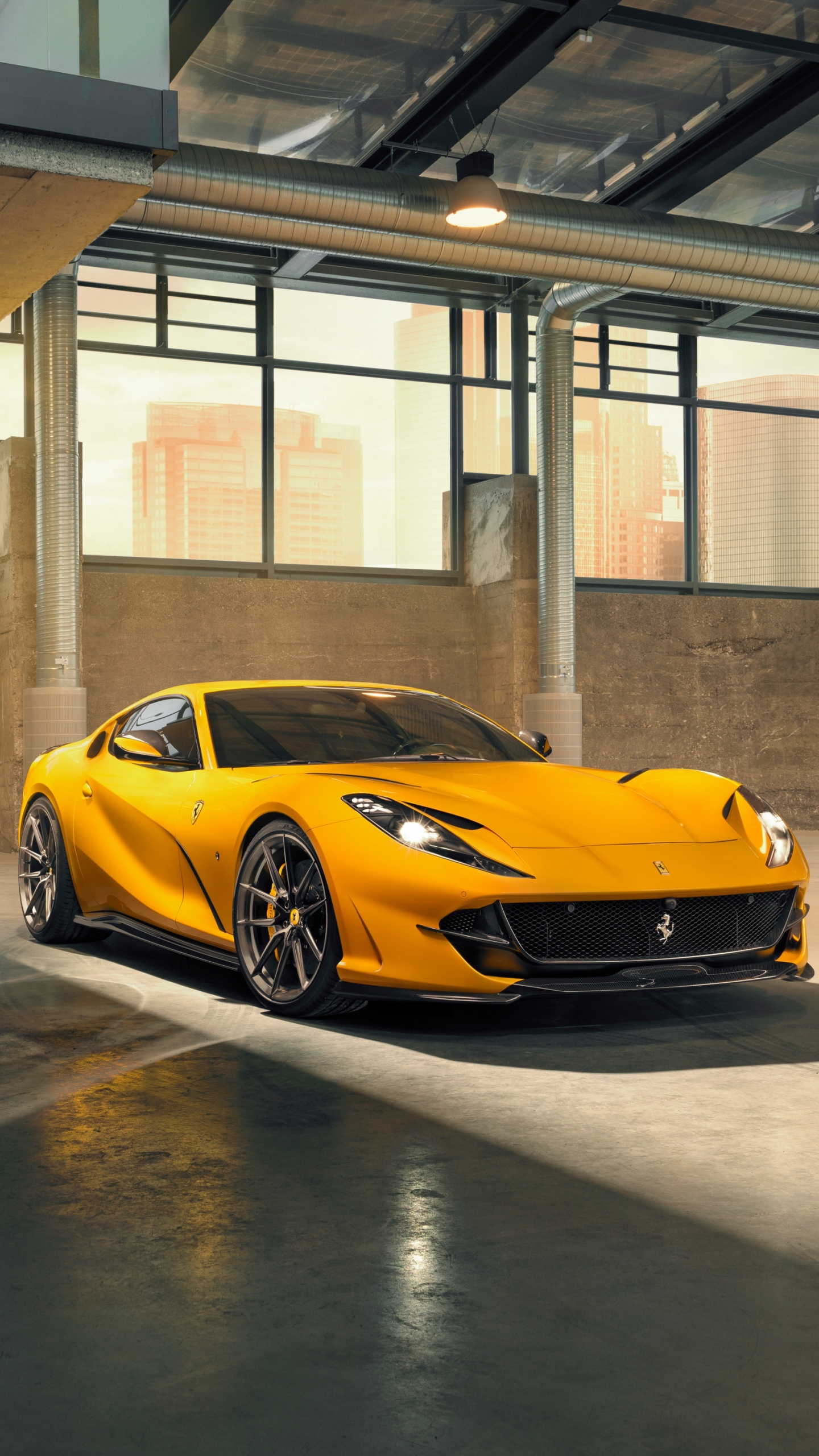 Download mobile wallpaper Ferrari, Car, Supercar, Vehicle, Ferrari 812 Superfast, Vehicles, Grand Tourer, Yellow Car for free.
