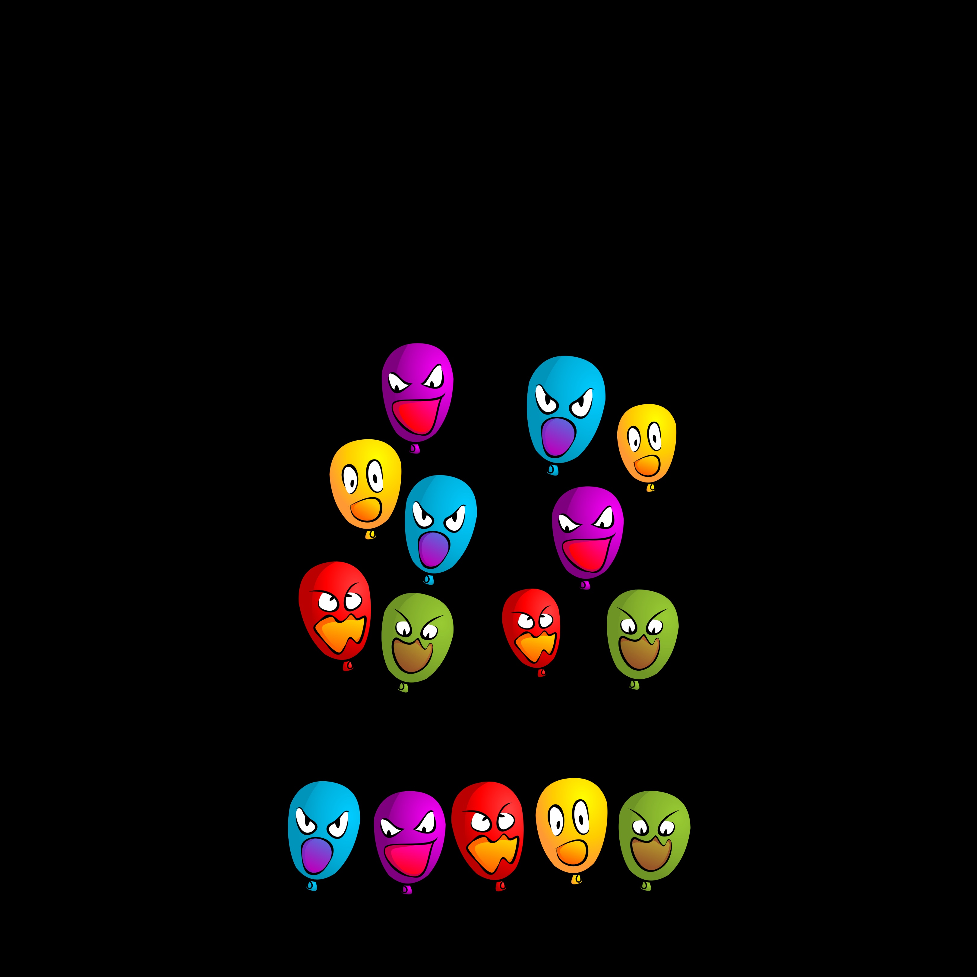 emotions, balloons, vector, multicolored, air balloons, emoticons, smileys