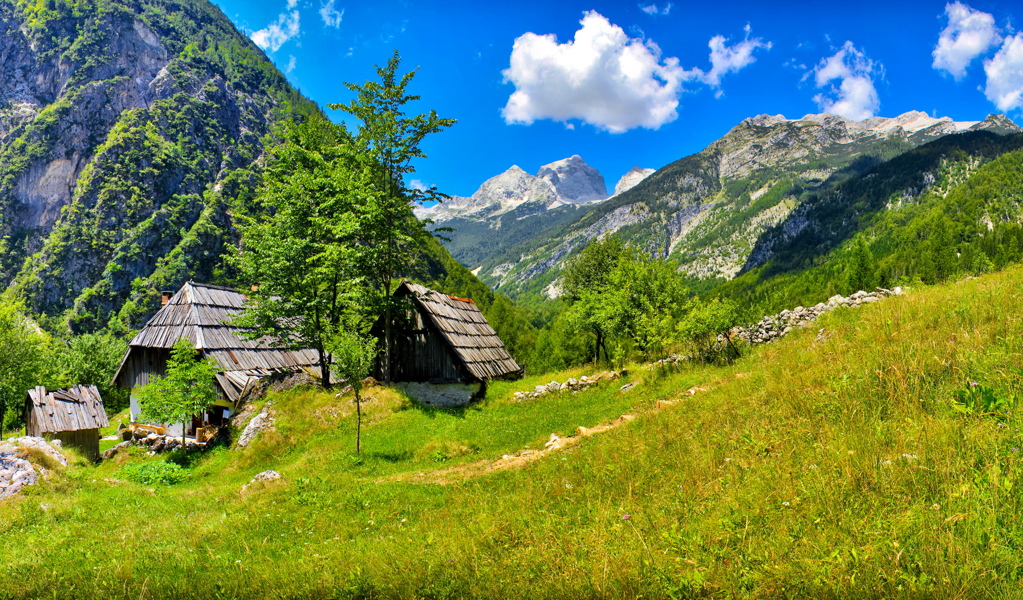Free HD summer, slovenia, nature, grass, mountains, sun