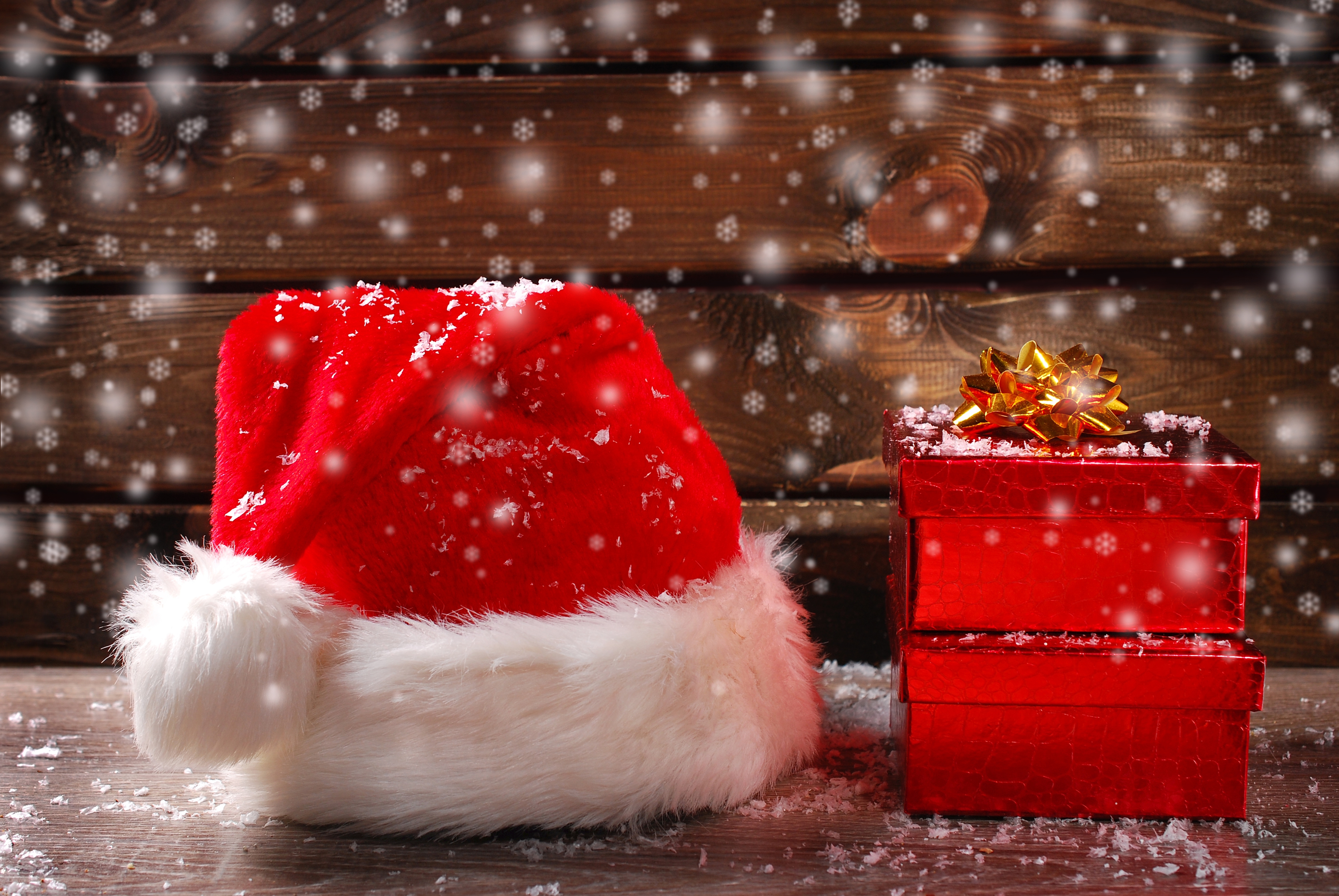 Скачать обои бесплатно Рождество, Подарки, Праздничные, Шляпа Санты картинка на рабочий стол ПК
