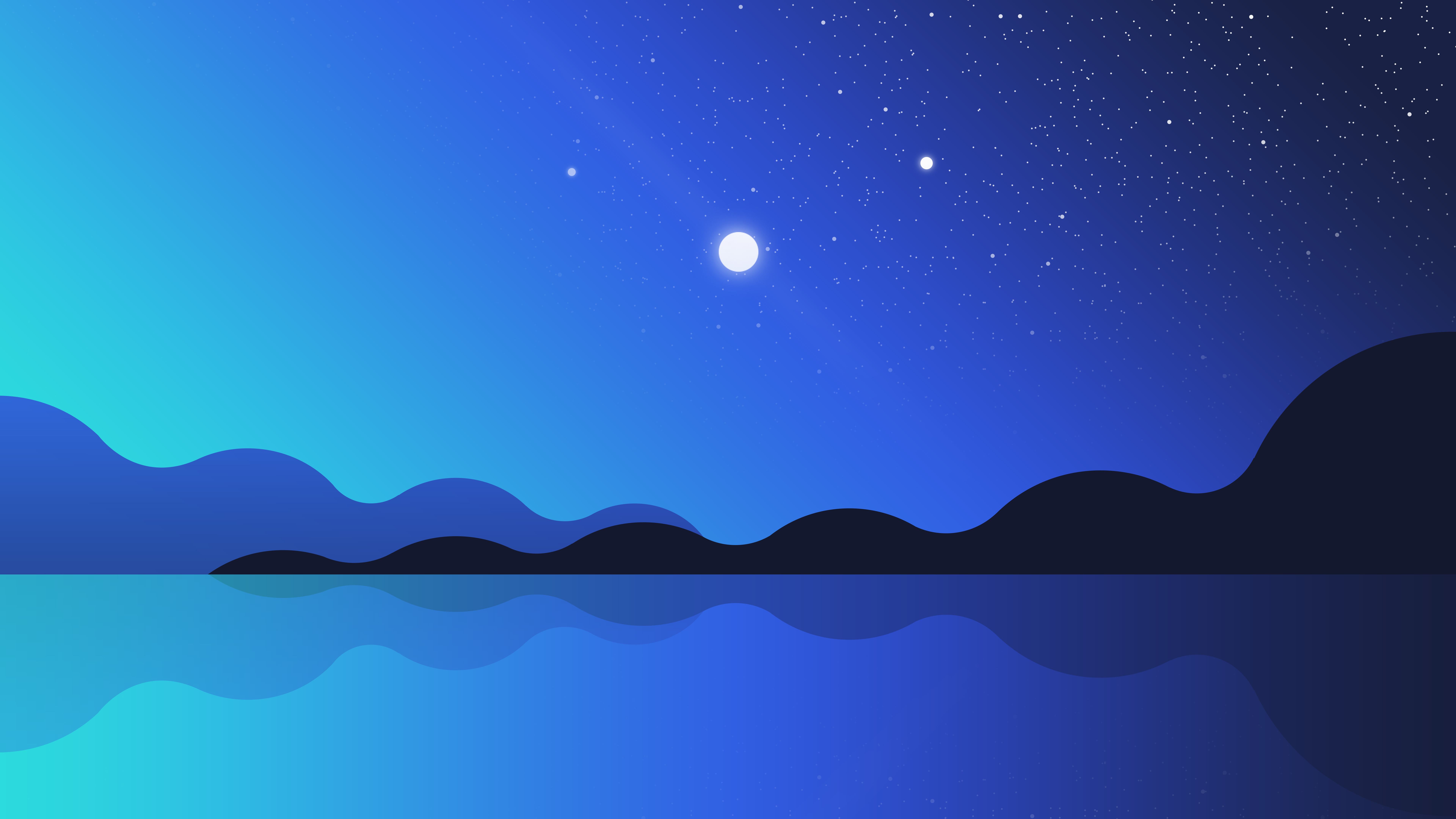 Download mobile wallpaper Landscape, Stars, Night, Moon, Lake, Artistic, Minimalist for free.