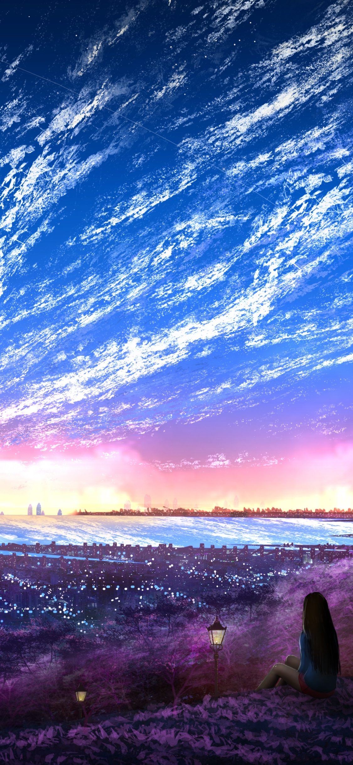 Download mobile wallpaper Anime, Sky, City for free.