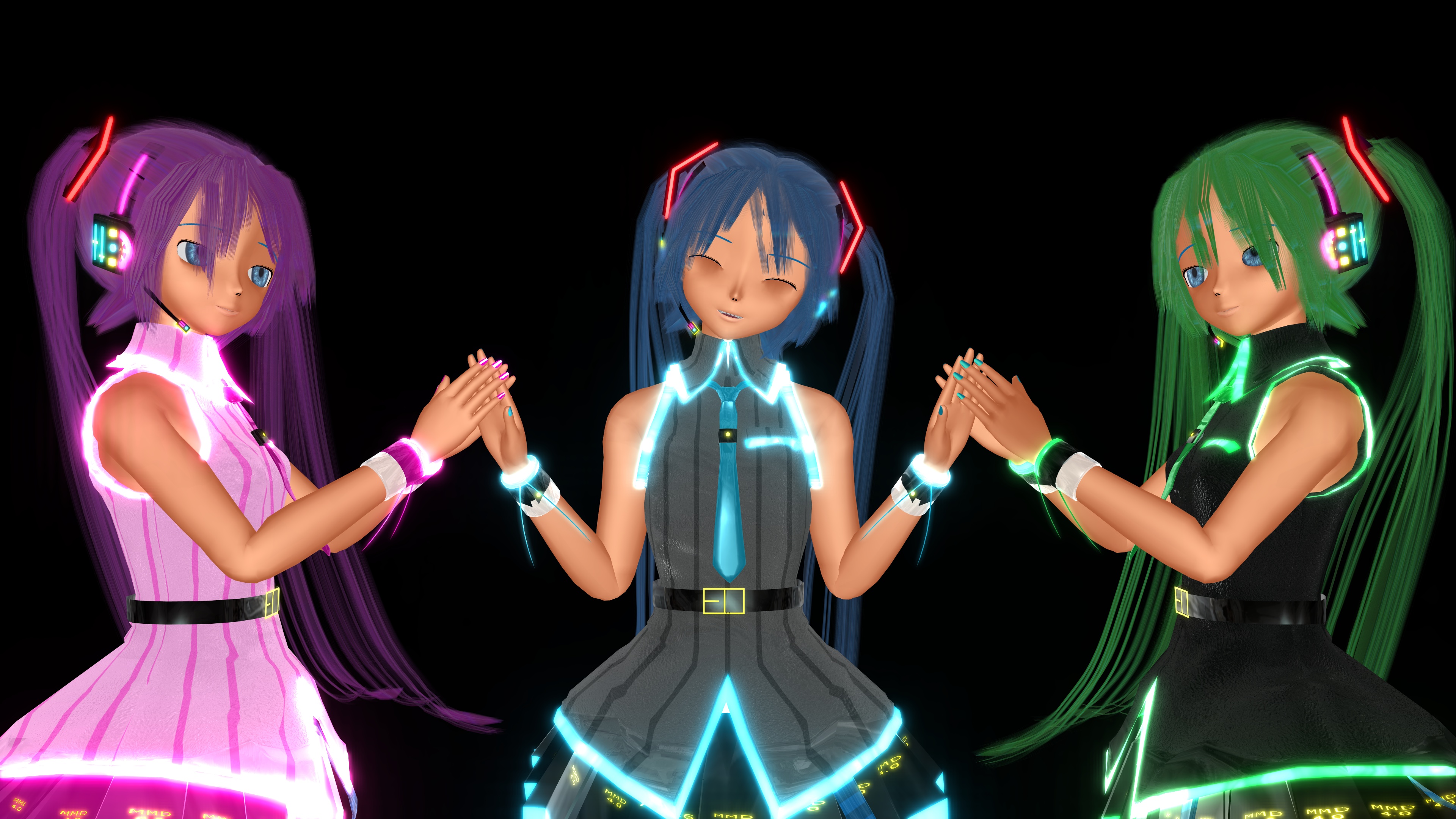 Laden Sie das Vocaloid, Grüne Haare, Blaue Augen, Pinkes Haar, Blaue Haare, Hatsune Miku, Animes-Bild kostenlos auf Ihren PC-Desktop herunter