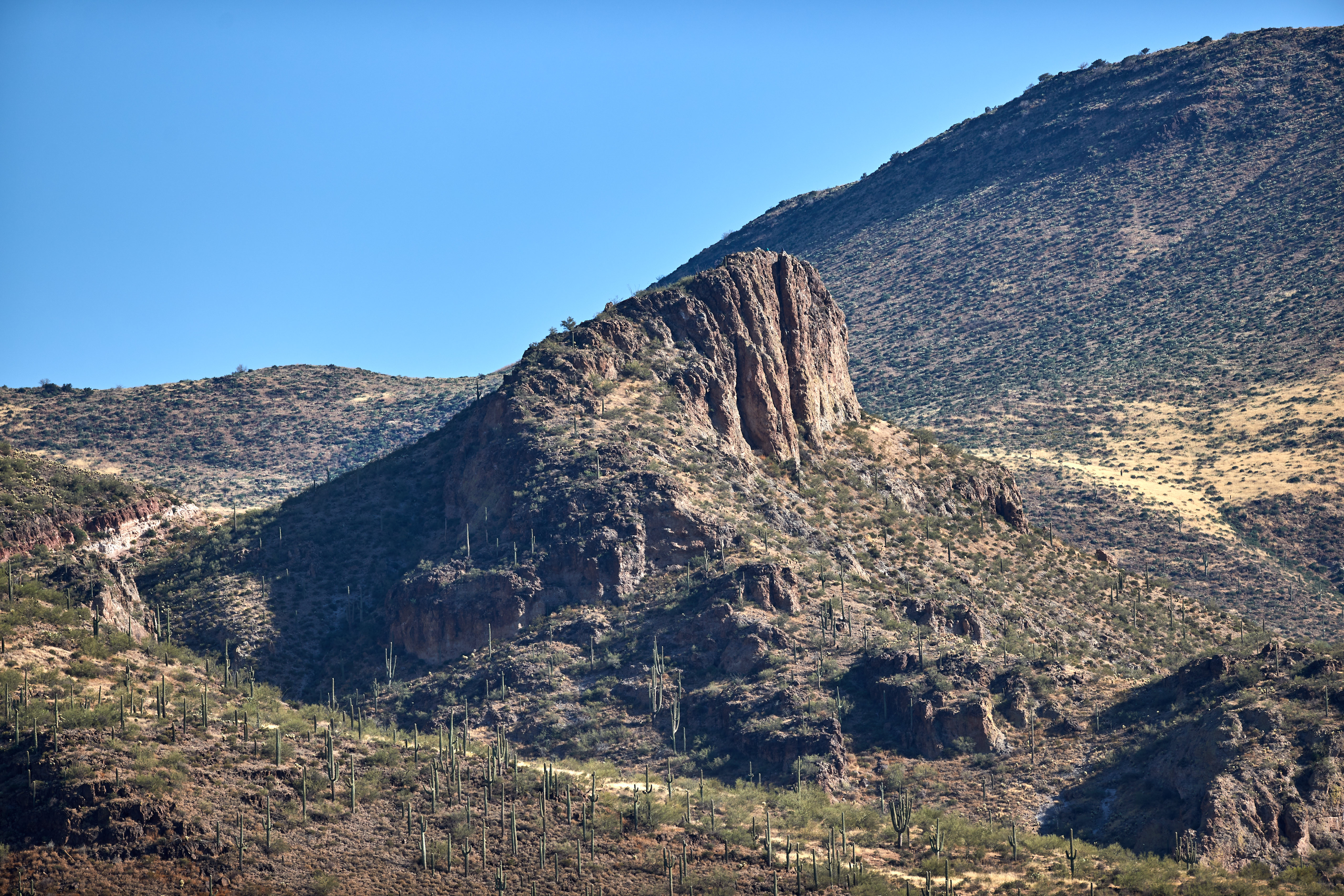 Free download wallpaper Sky, Mountains, Rocks, Slope, Nature, Cactus on your PC desktop