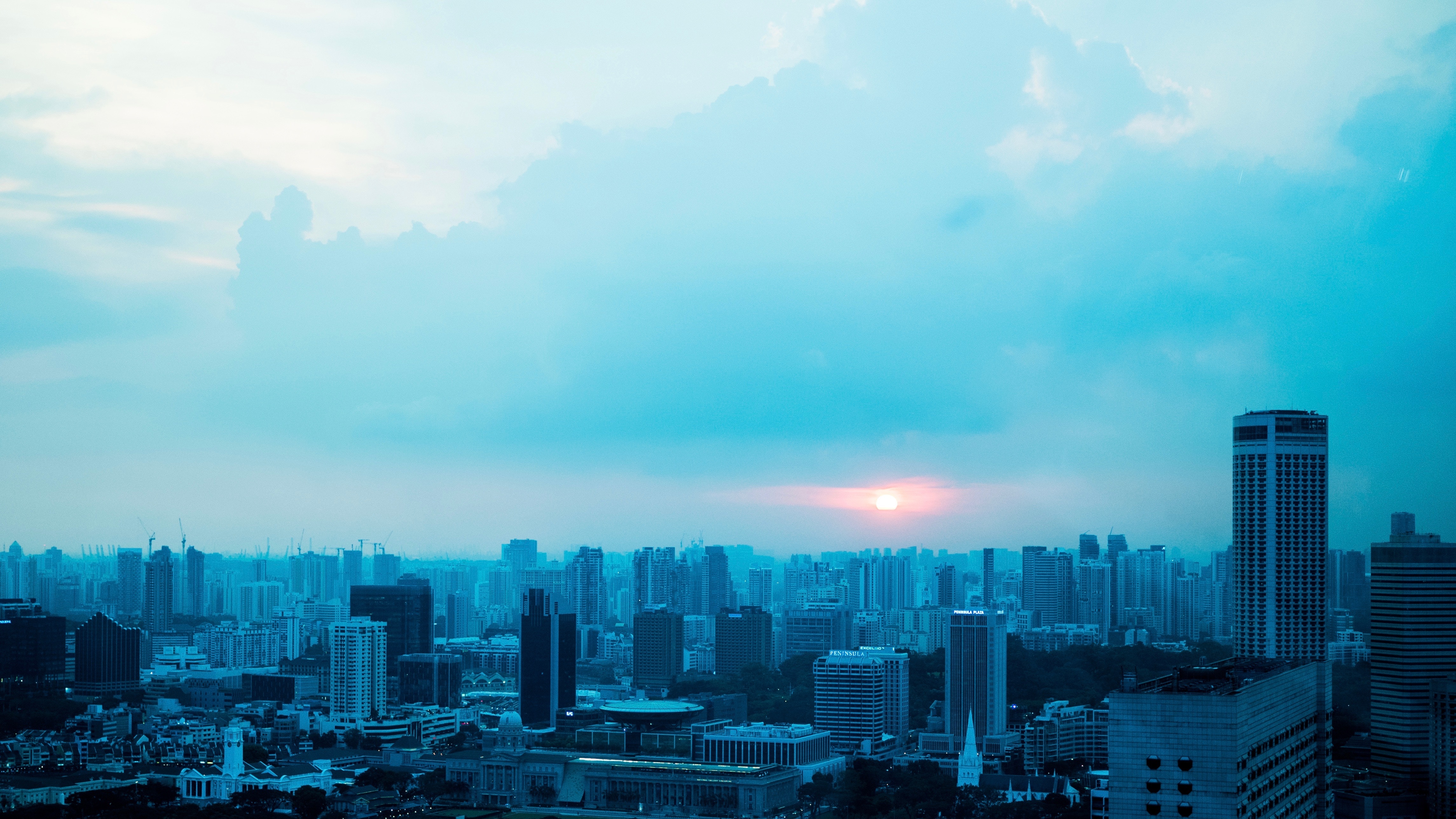 singapore, cities, skyscrapers, evening 1080p
