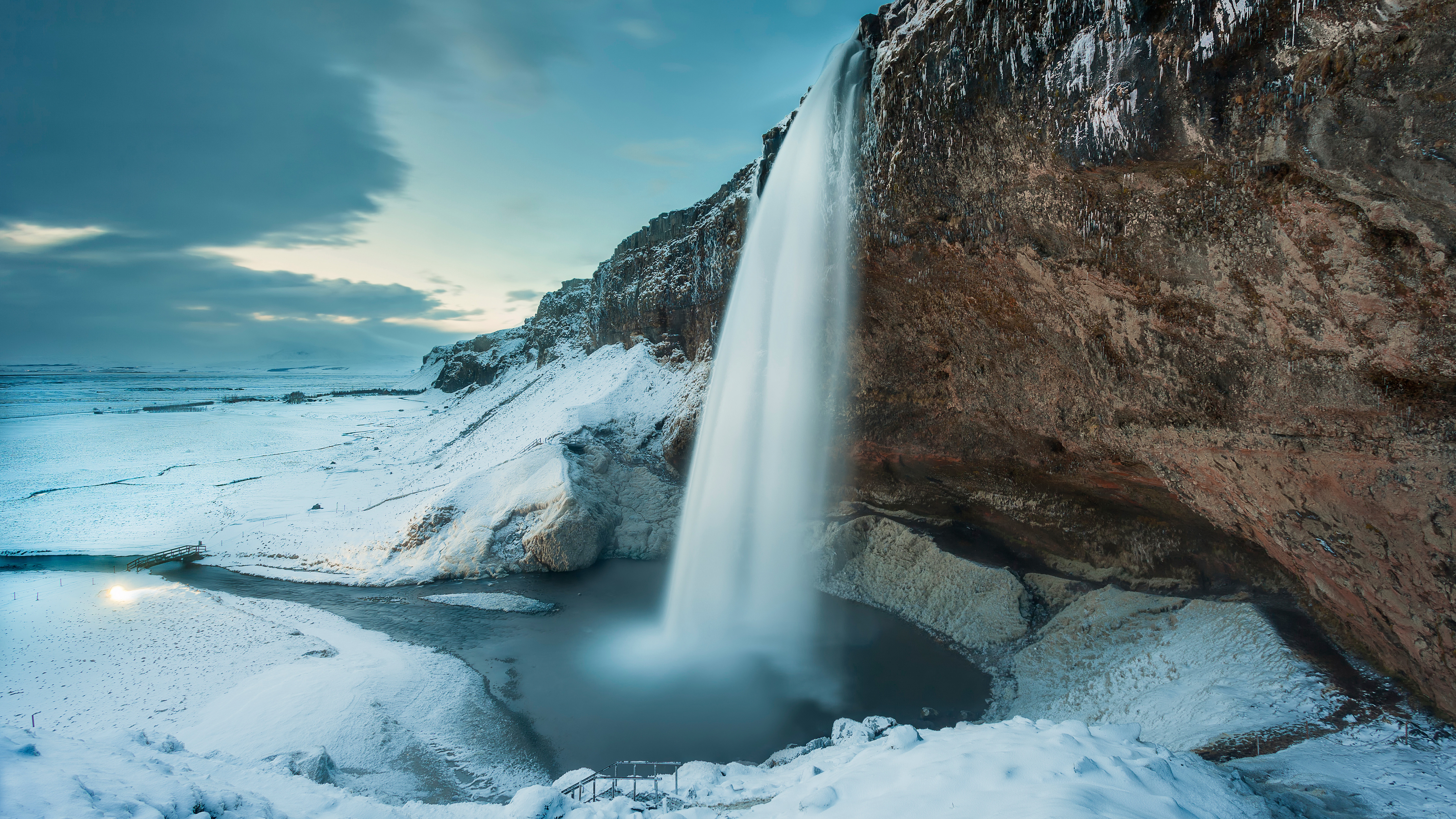 402556画像をダウンロード自然, 地球, セリャラントスフォス, アイスランド, 風景, 雪, 滝, 冬-壁紙とスクリーンセーバーを無料で