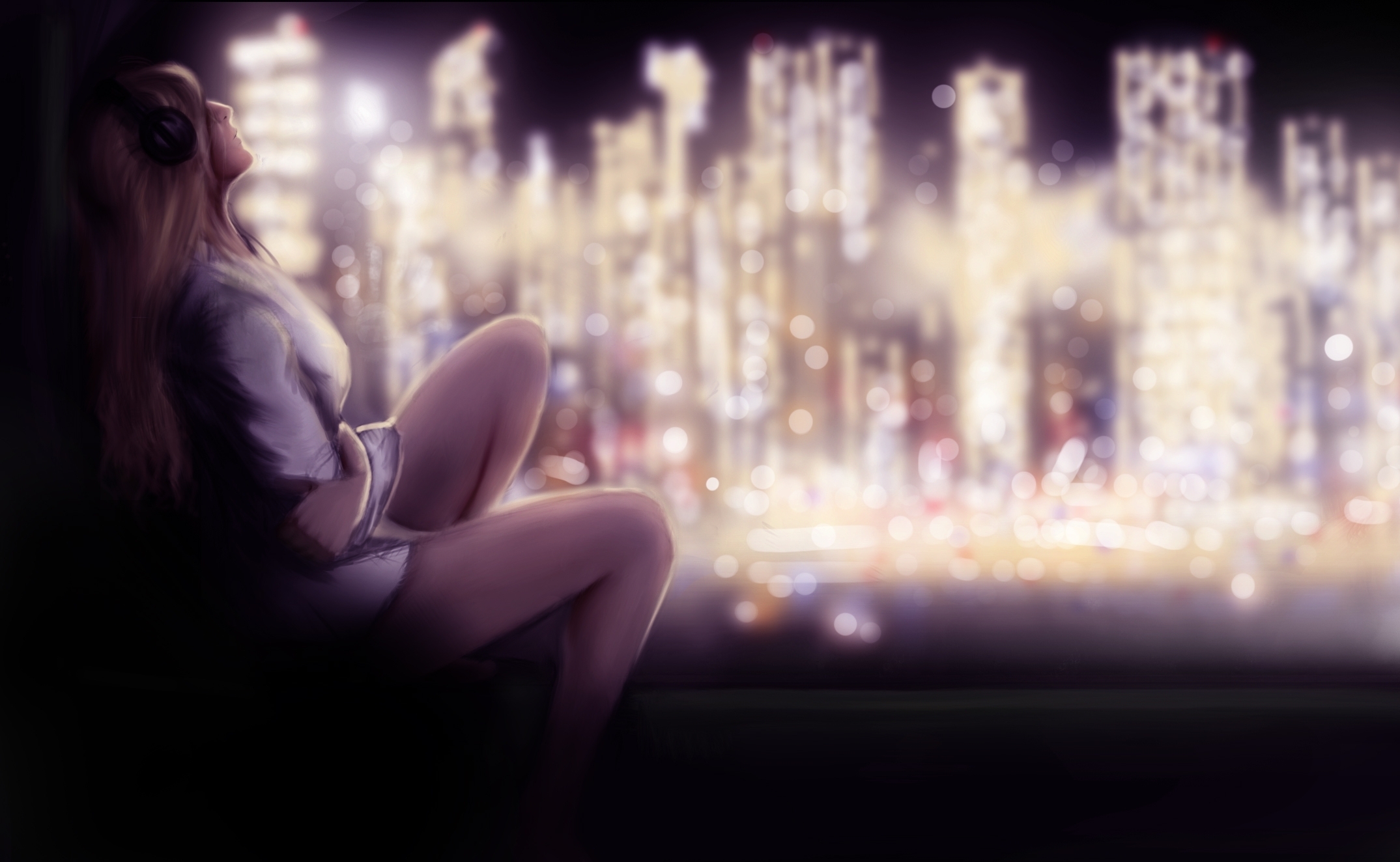 Download mobile wallpaper Anime, Night, City, Light, Mood, Original for free.