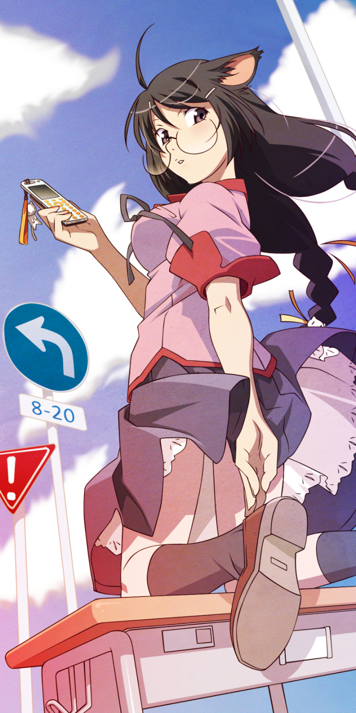 Download mobile wallpaper Anime, Glasses, Monogatari (Series), Bakemonogatari, Tsubasa Hanekawa for free.