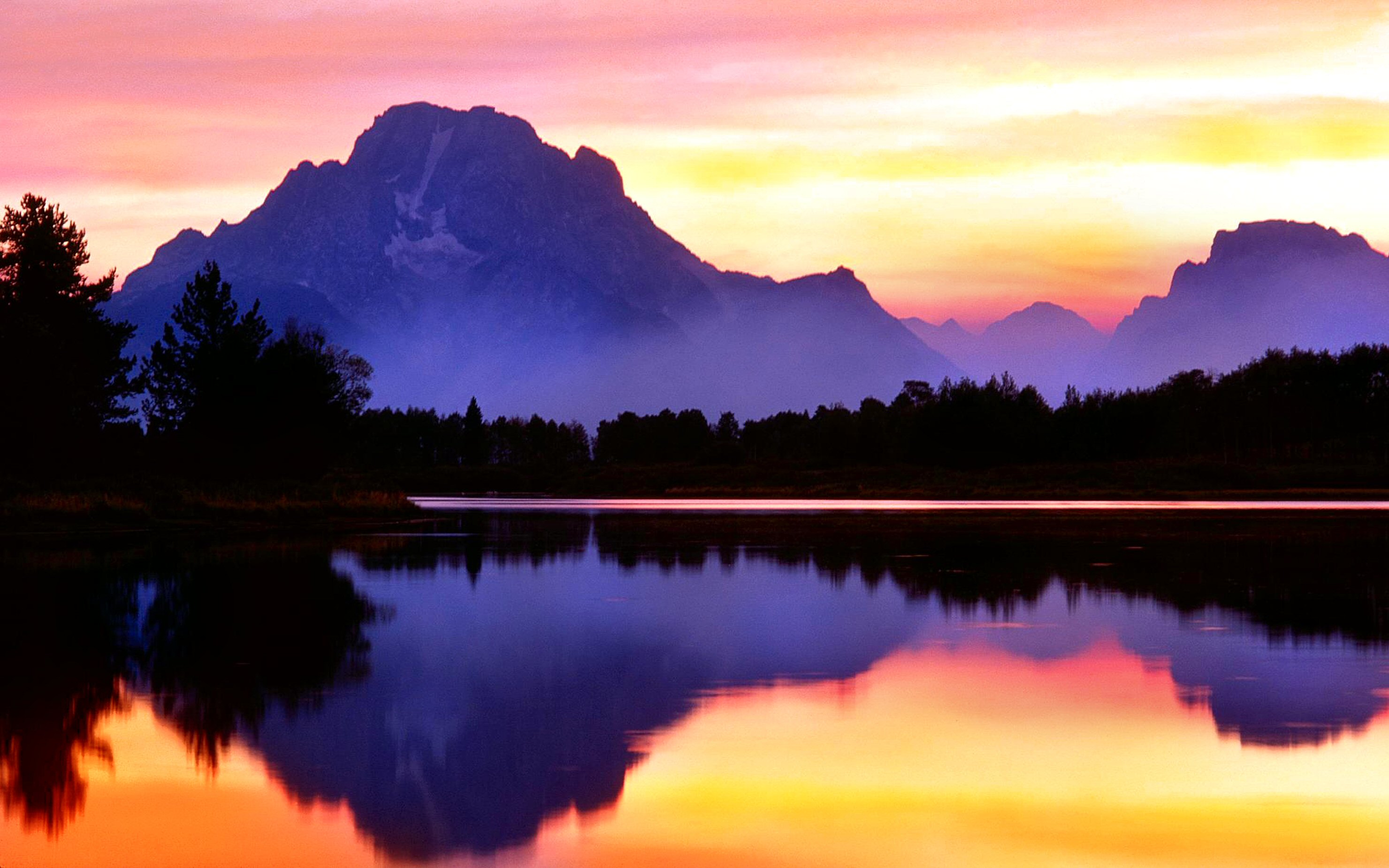 Download mobile wallpaper Mountain, Lake, Reflection, Earth, Purple, Scenic for free.