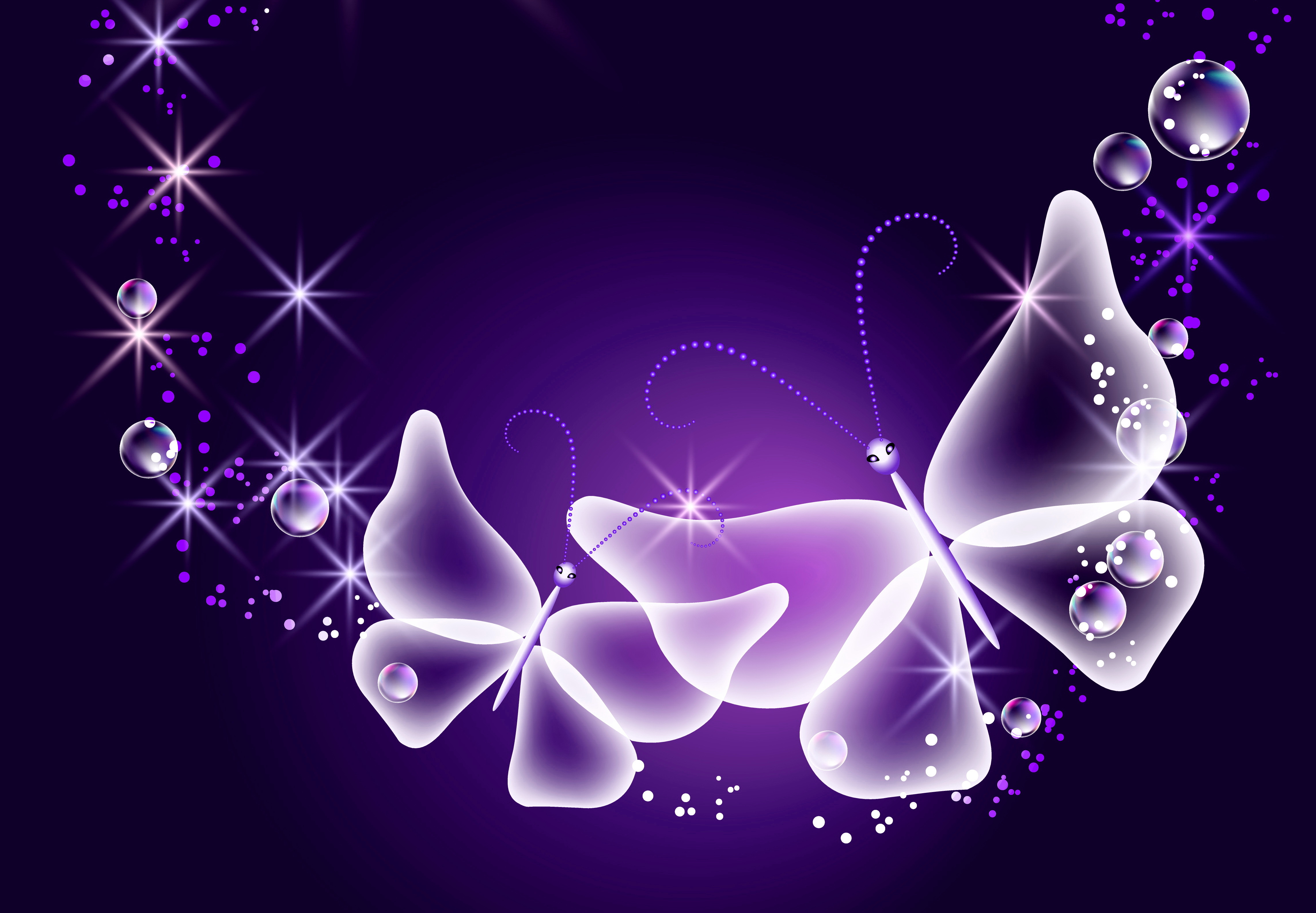 無料モバイル壁紙蝶, 輝き, 紫の, 芸術的, バブルをダウンロードします。