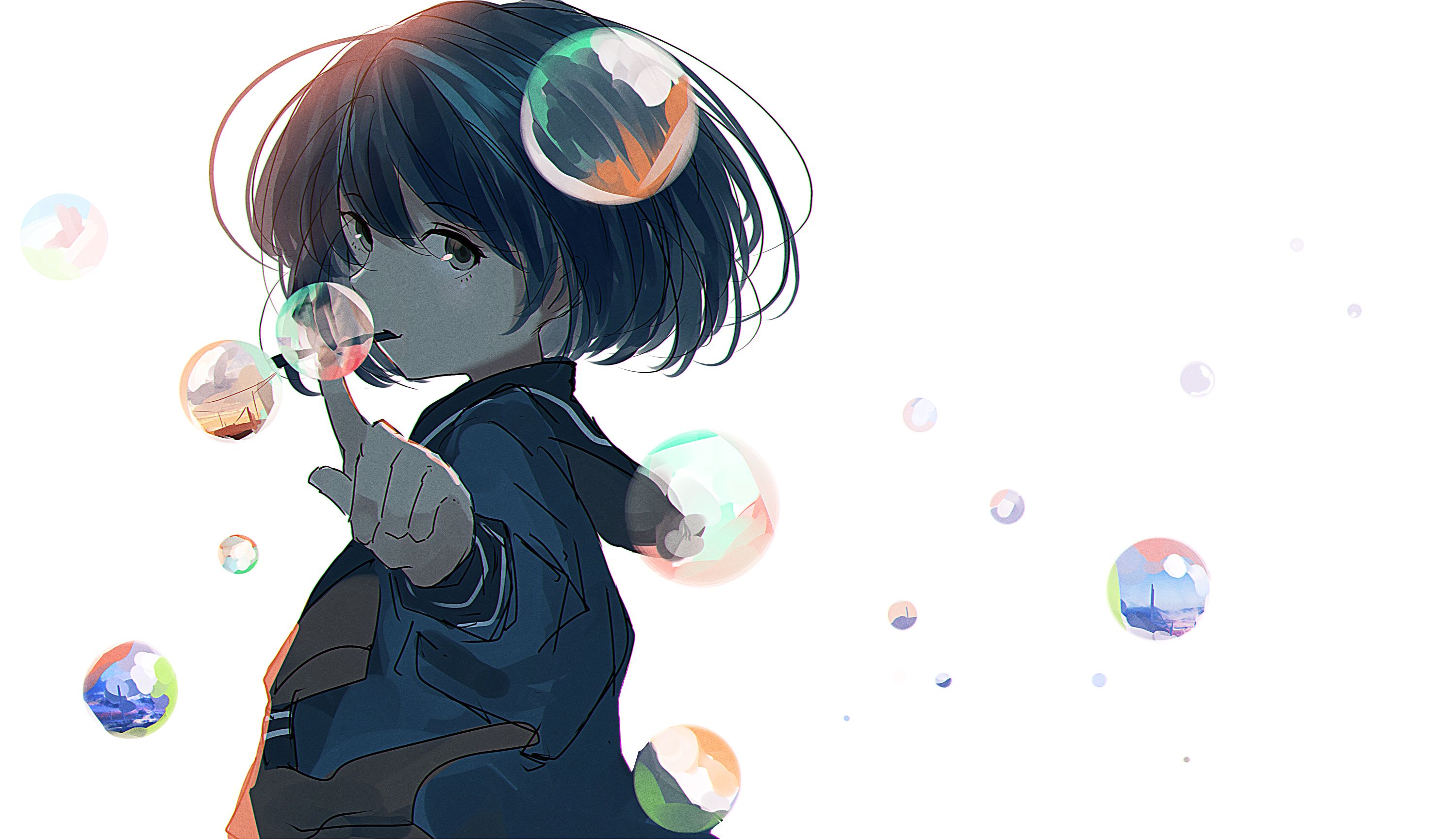 Download mobile wallpaper Anime, Girl, Bubble for free.