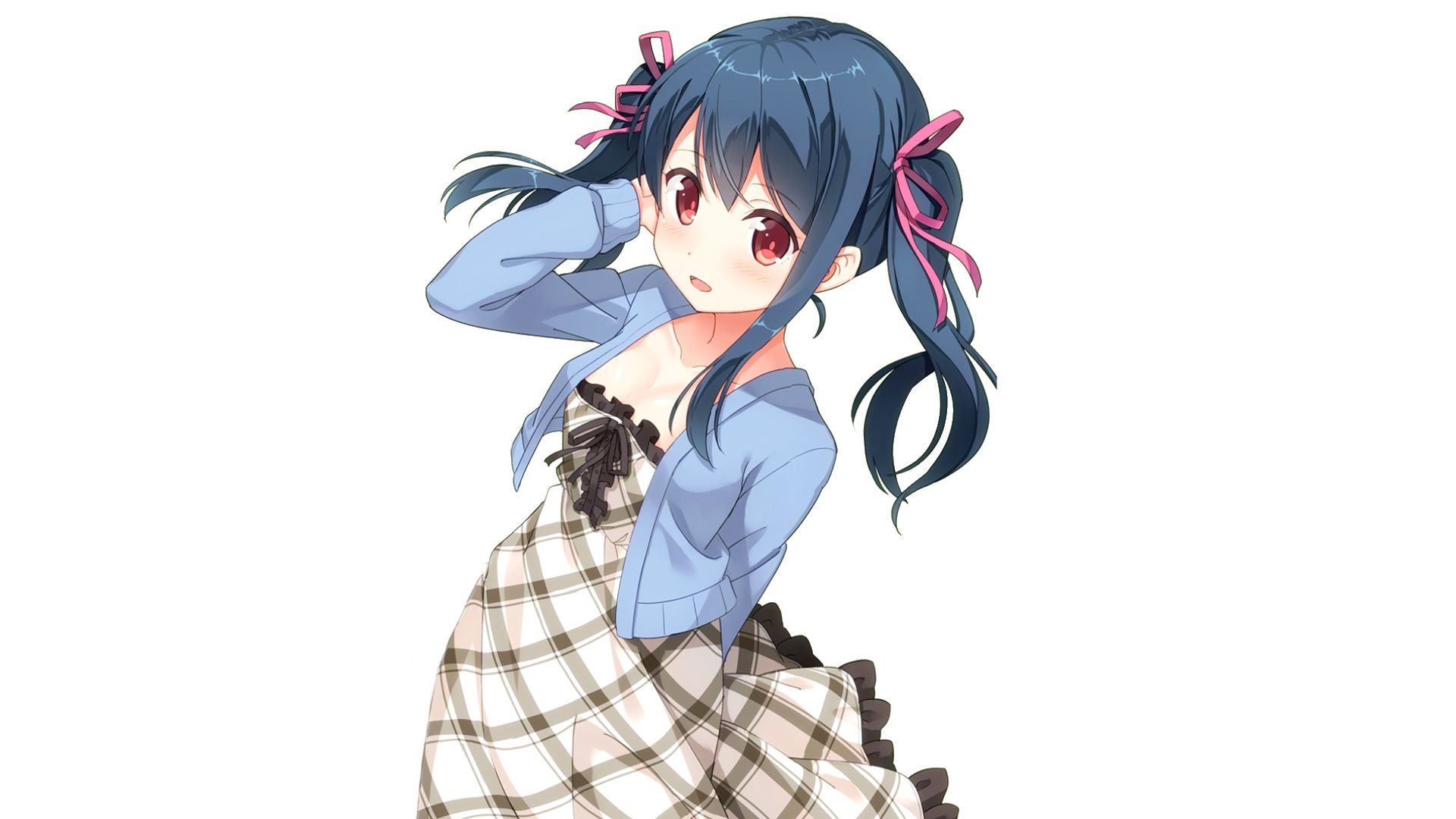 Download mobile wallpaper Anime, Skirt, Original, Blue Hair, Twintails for free.