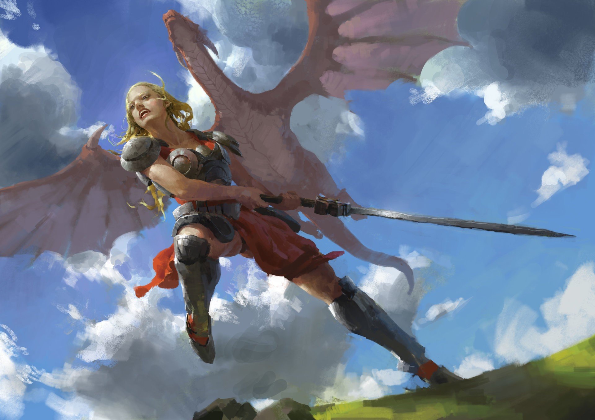 Download mobile wallpaper Fantasy, Dragon, Women Warrior, Woman Warrior for free.