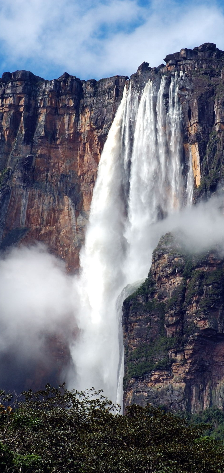 earth, angel falls, waterfall, venezuela, mountain, cliff, waterfalls