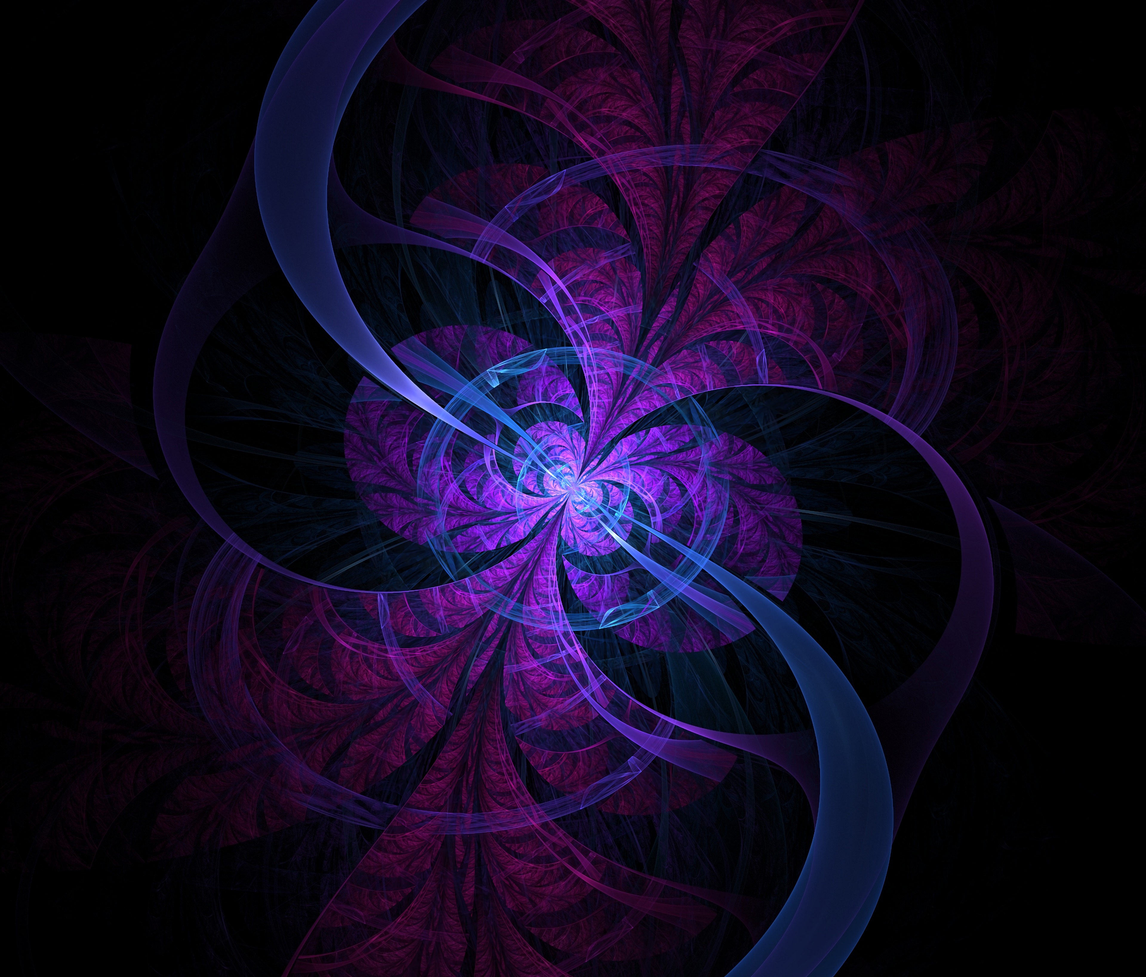 lines, fractal, abstract, violet, dark, circles, purple, diffusion, dispersion