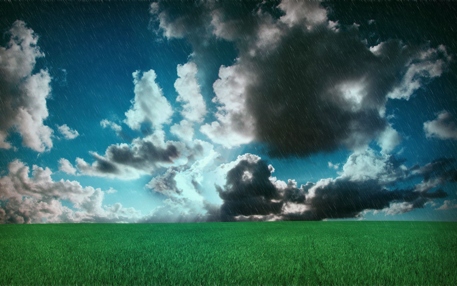 Download mobile wallpaper Field, Nature, Clouds, Meadow, Rain for free.