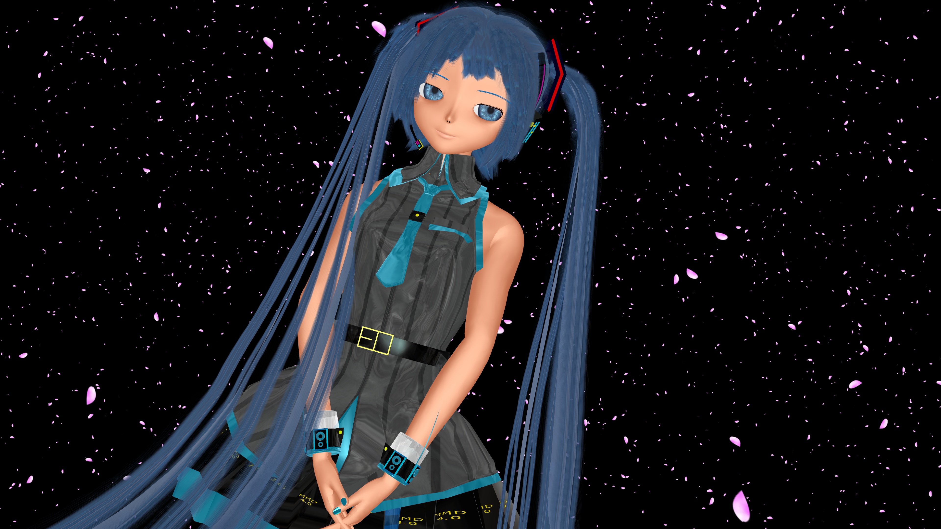 Descarga gratis la imagen Lluvia, Sakura, Vocaloid, Ojos Azules, Animado, Pelo Azul, Hatsune Miku en el escritorio de tu PC