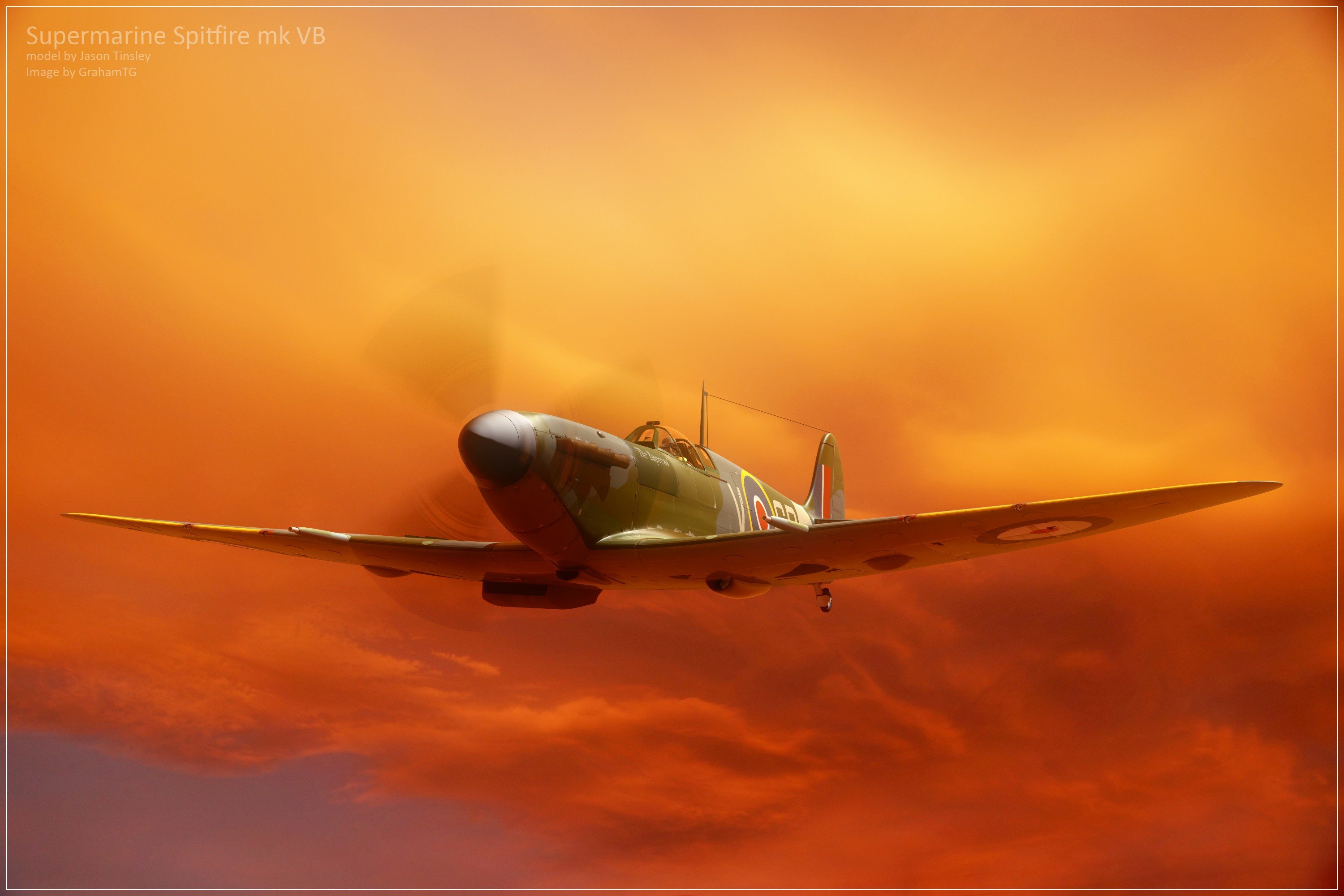 Laden Sie das Flugzeug, Wolke, Militär, Supermarine Spitfire, Militärflugzeug-Bild kostenlos auf Ihren PC-Desktop herunter
