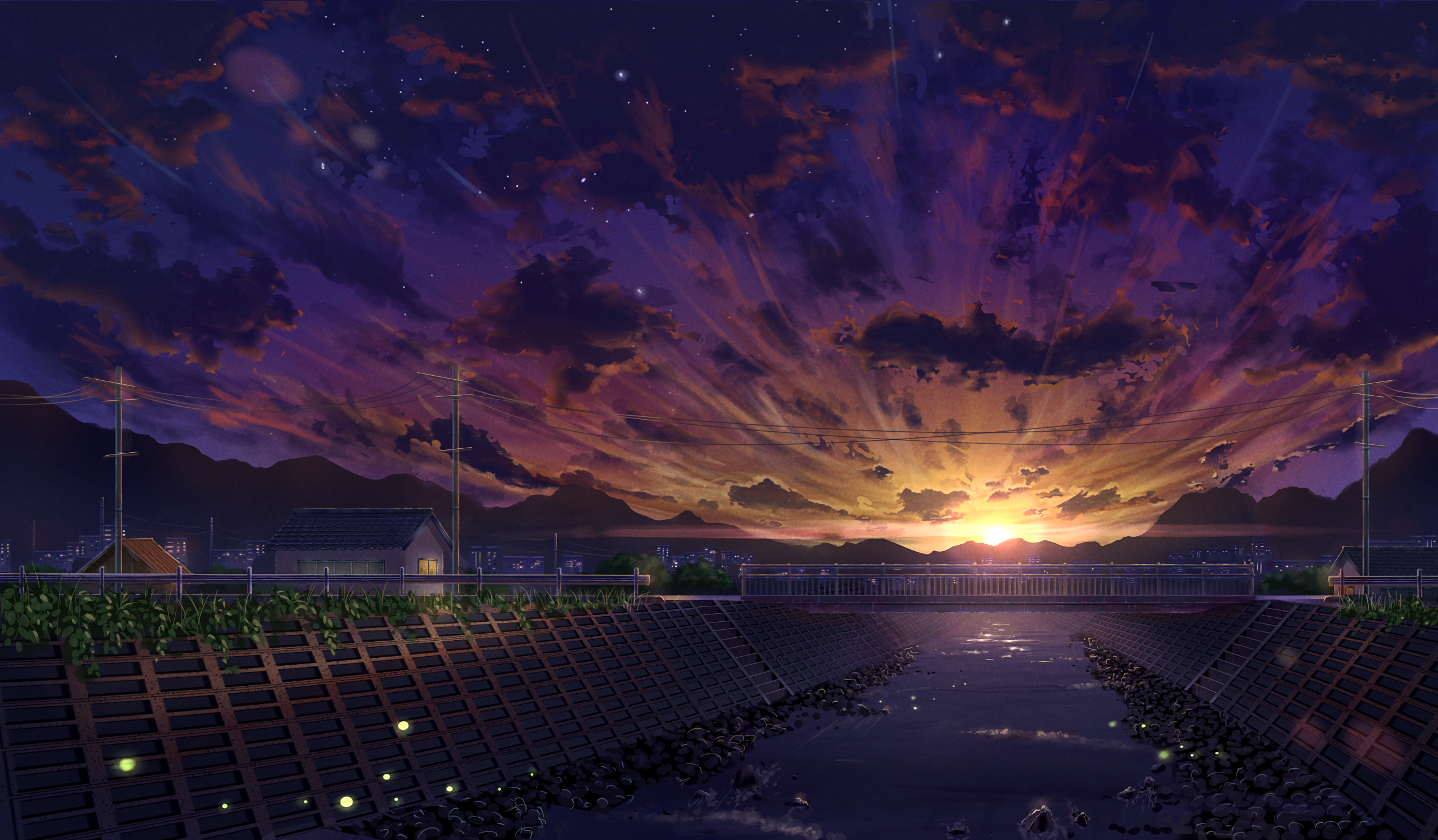 Download mobile wallpaper Anime, Sunset, Sky, Original for free.
