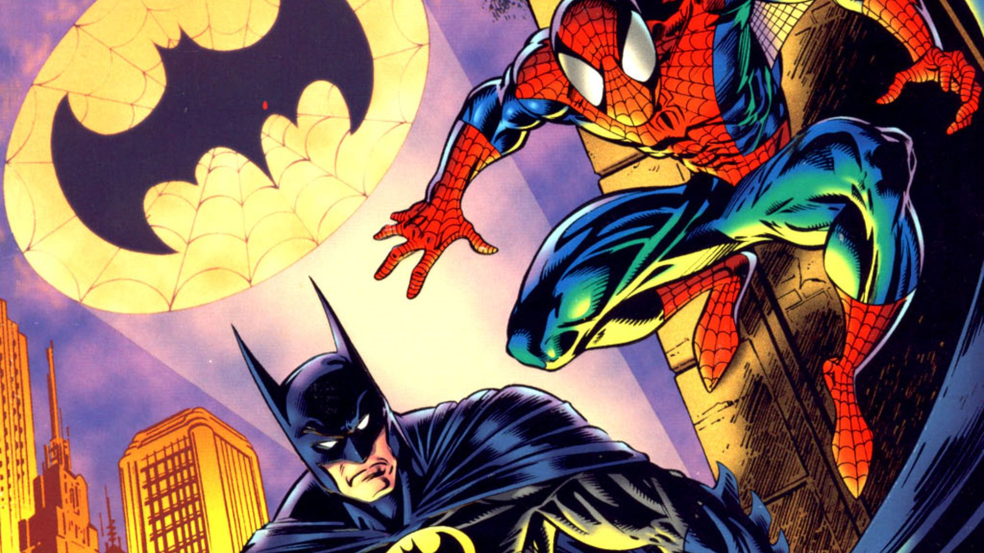 Baixar papel de parede para celular de Homem Aranha E Batman, Homem Aranha, História Em Quadrinhos gratuito.