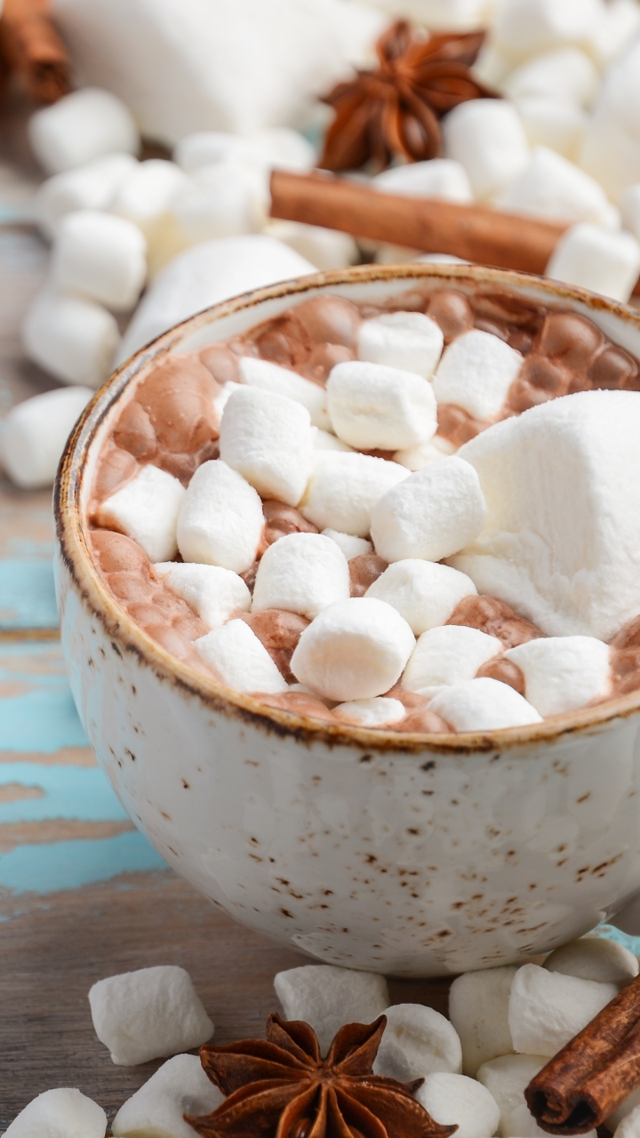 Download mobile wallpaper Food, Cup, Marshmallow, Hot Chocolate for free.