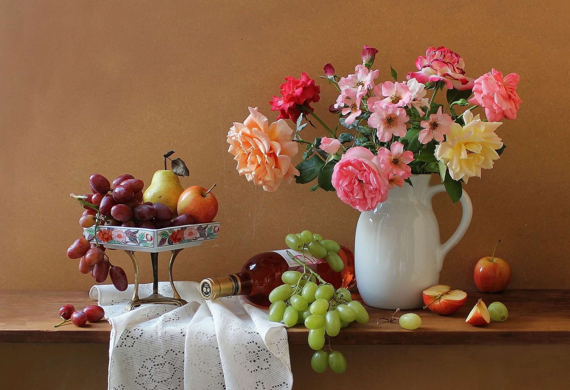 Download mobile wallpaper Still Life, Flower, Fruit, Colorful, Photography, Wine for free.