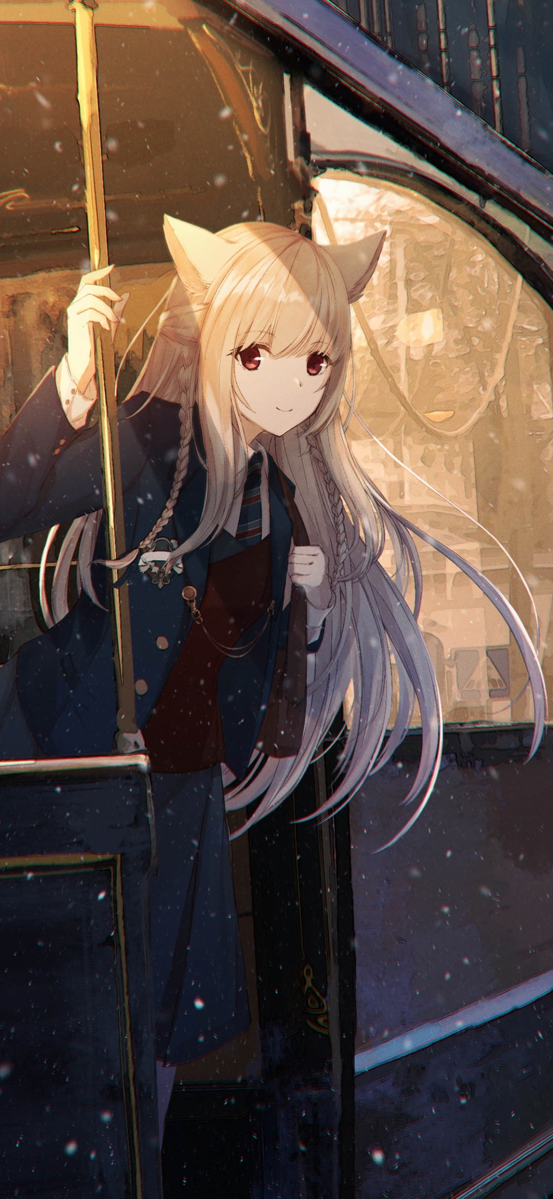 Download mobile wallpaper Anime, Blonde, Train, Long Hair, Animal Ears for free.