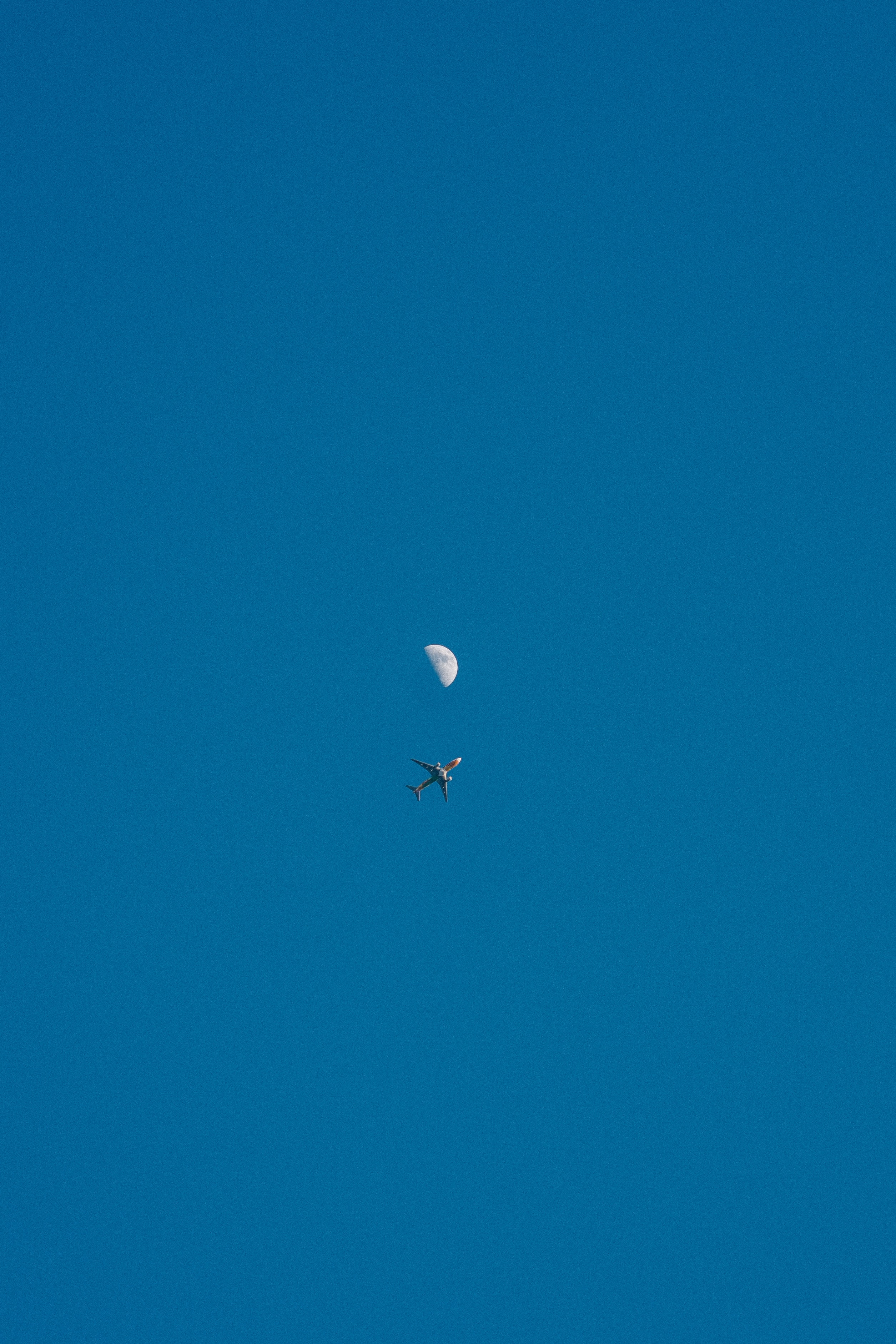 Скачать картинку Небо, Полет, Разное, Самолет, Луна в телефон бесплатно.
