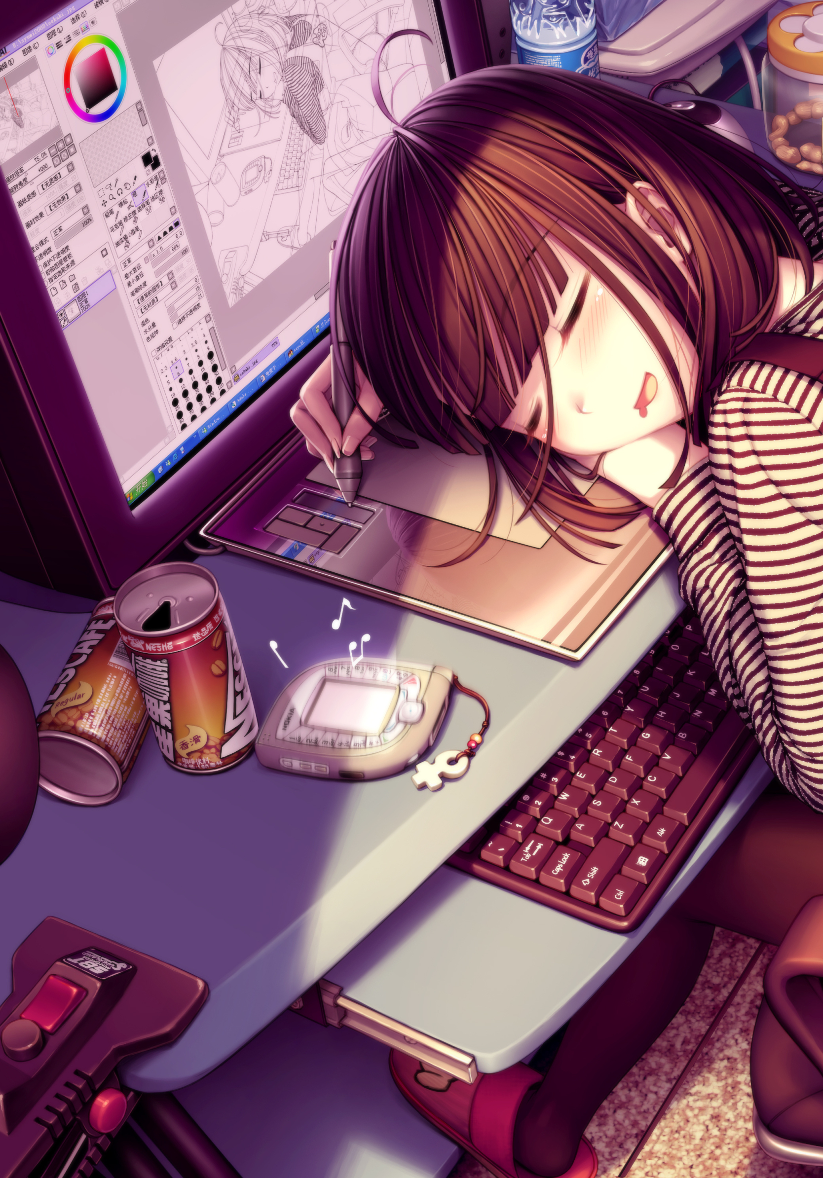 Download mobile wallpaper Anime, Girl, Sleeping, Brown Hair for free.