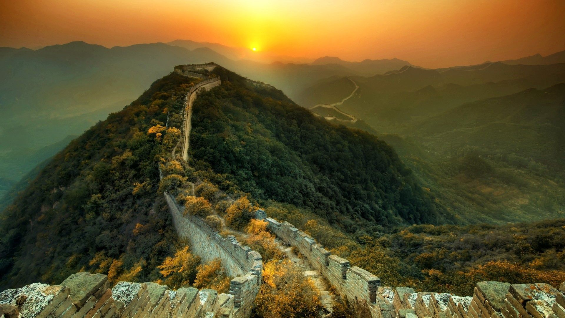 great wall of china, nature, grass, view from above, handsomely, it's beautiful HD wallpaper