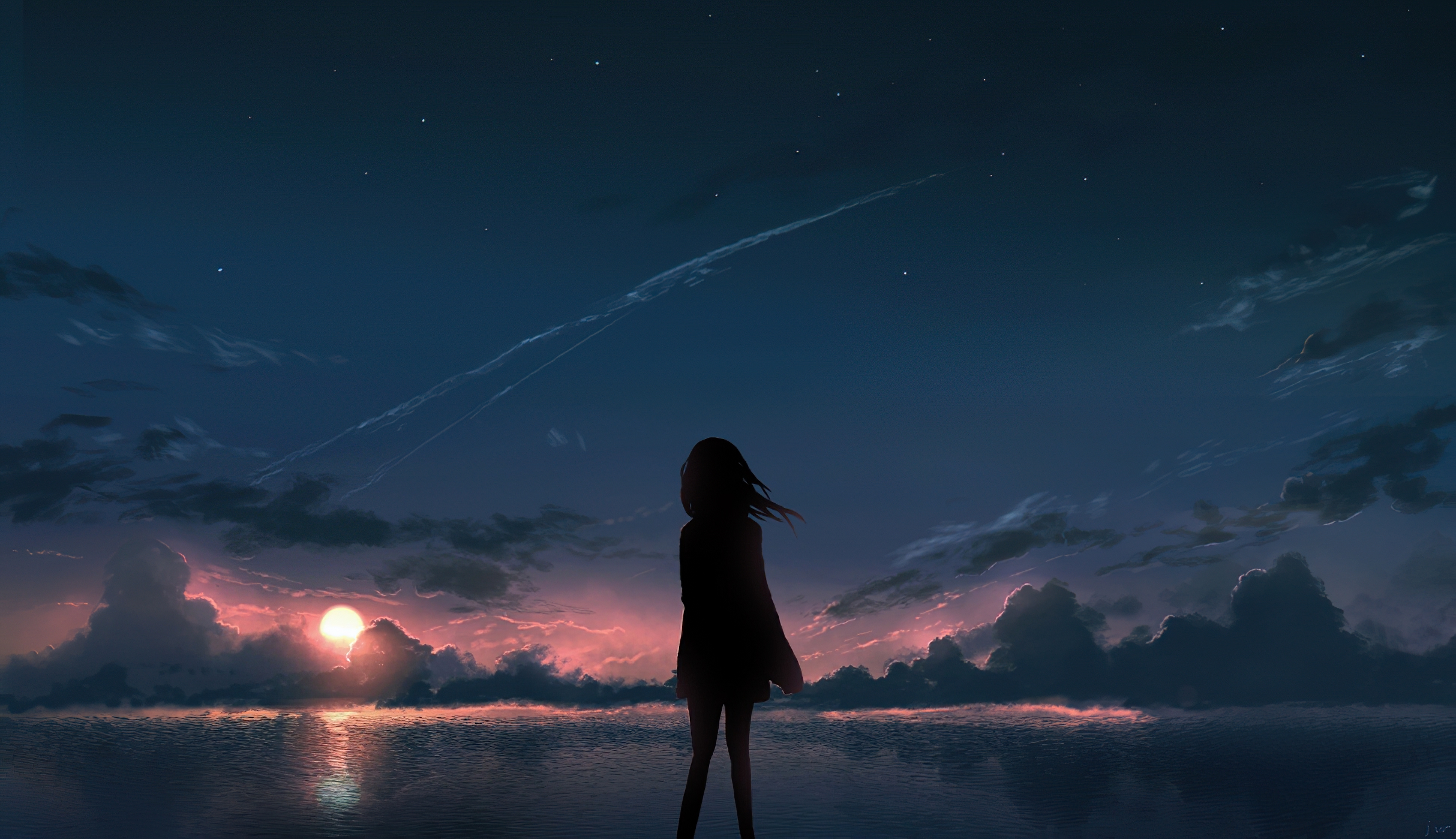 Download mobile wallpaper Anime, Sunset, Original for free.