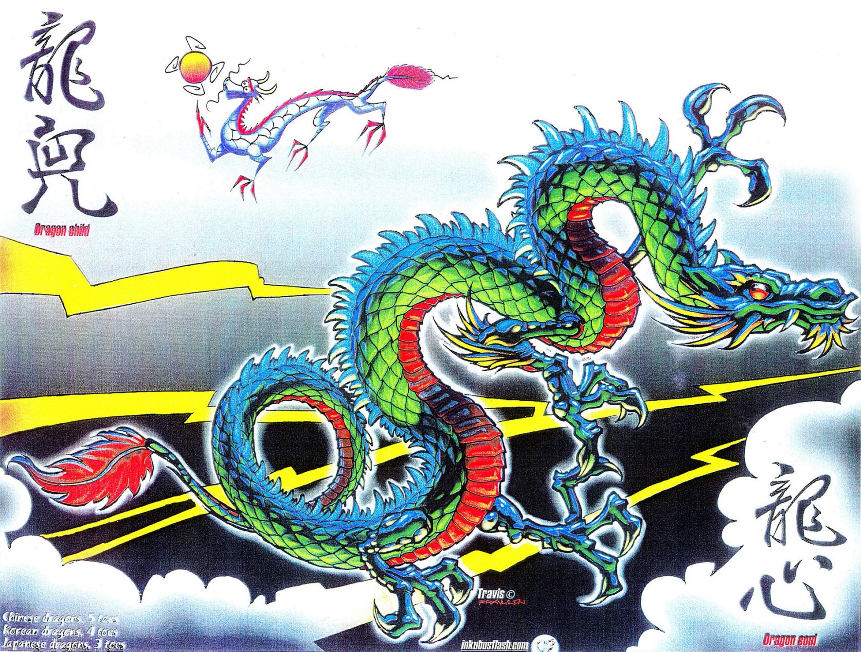 Free download wallpaper Fantasy, Tattoo, Dragon, Oriental, Psychedelic, Asian, Trippy on your PC desktop