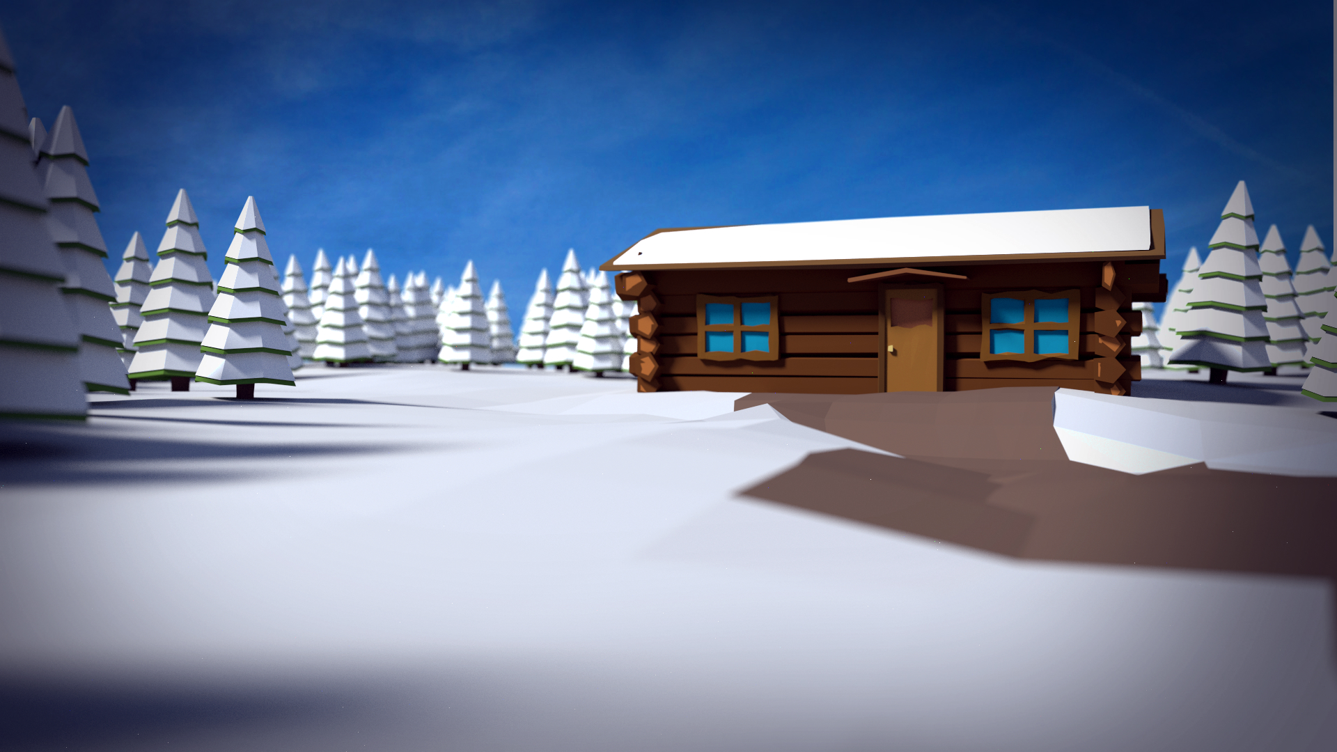 無料モバイル壁紙風景, 冬, 家, 雪, 3D, 芸術的をダウンロードします。