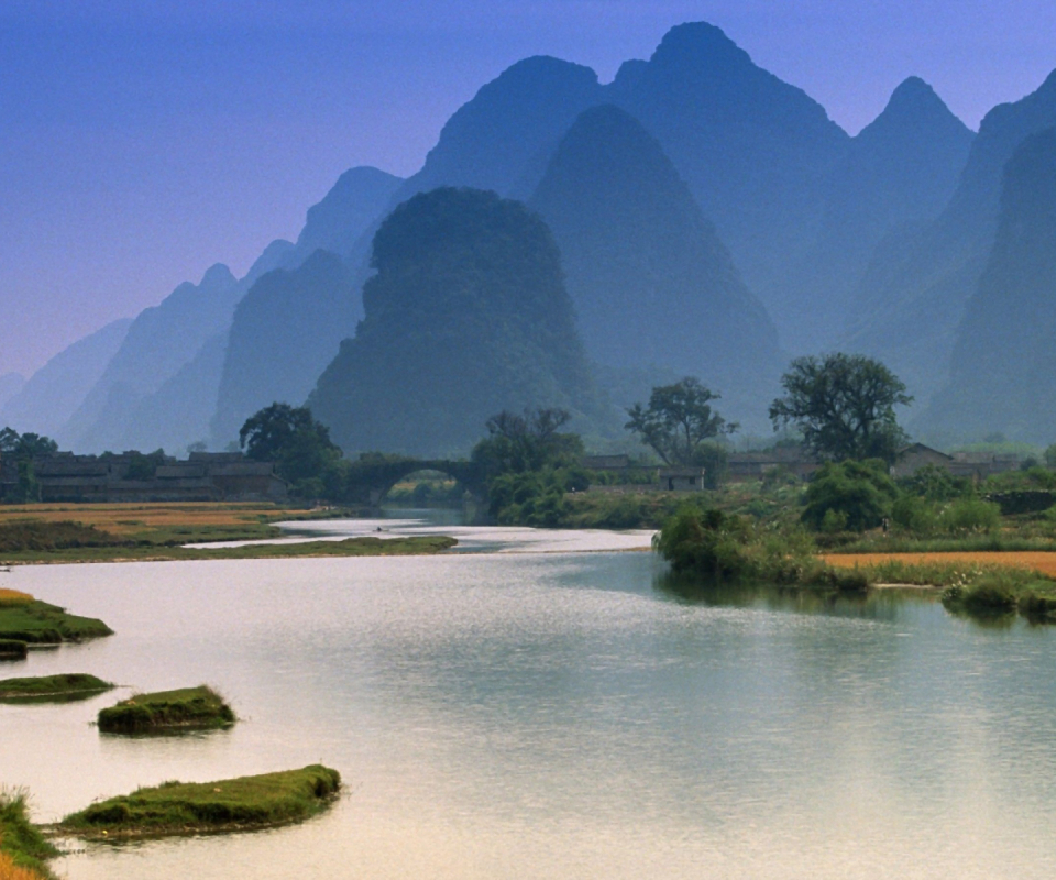 Скачать обои бесплатно Пейзаж, Китай, Фотографии, Ловит Рыбу, Кита́й, Река Ли картинка на рабочий стол ПК