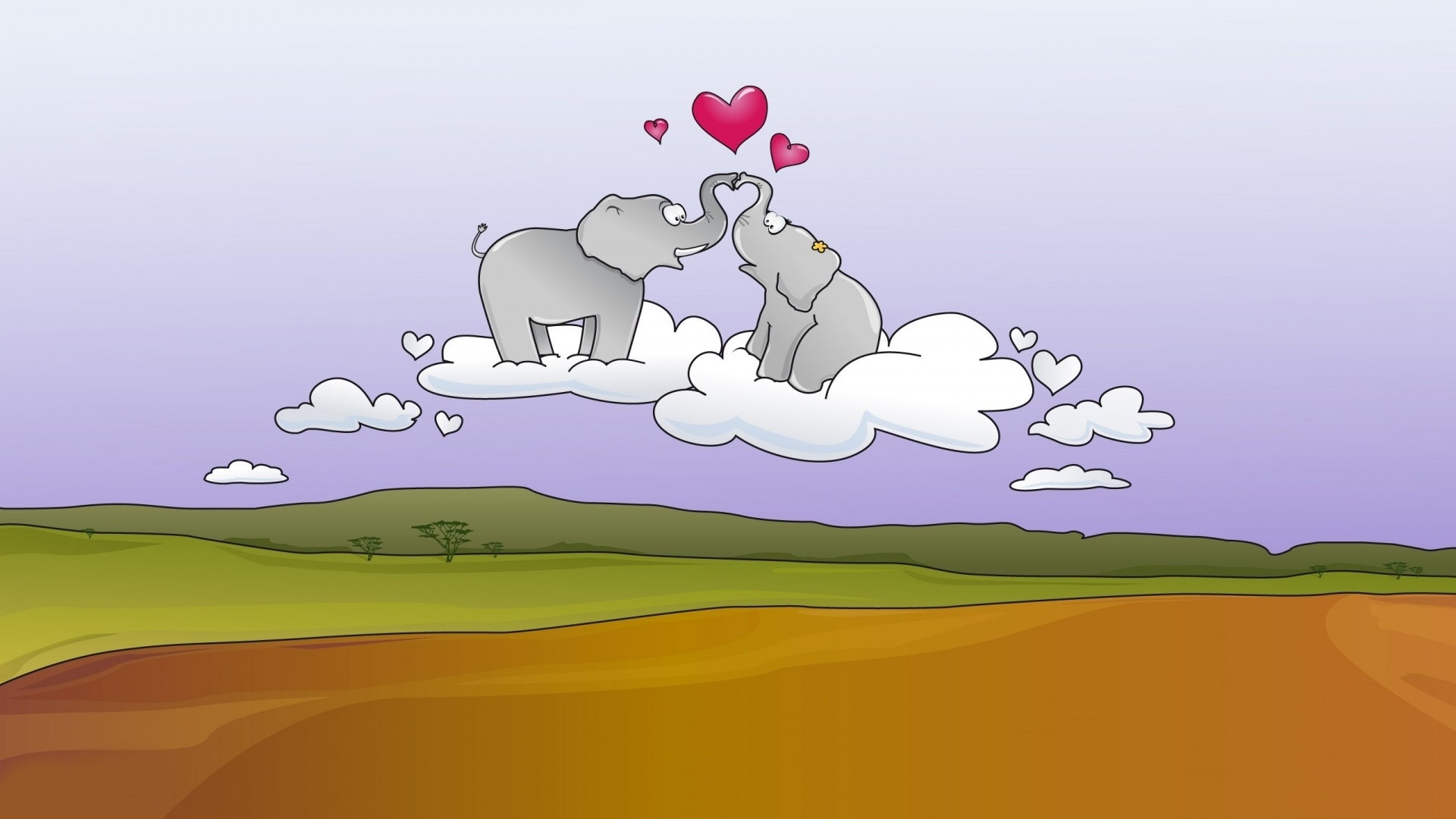 Download mobile wallpaper Valentine's Day, Love, Holiday, Field, Heart, Cloud, Elephant for free.