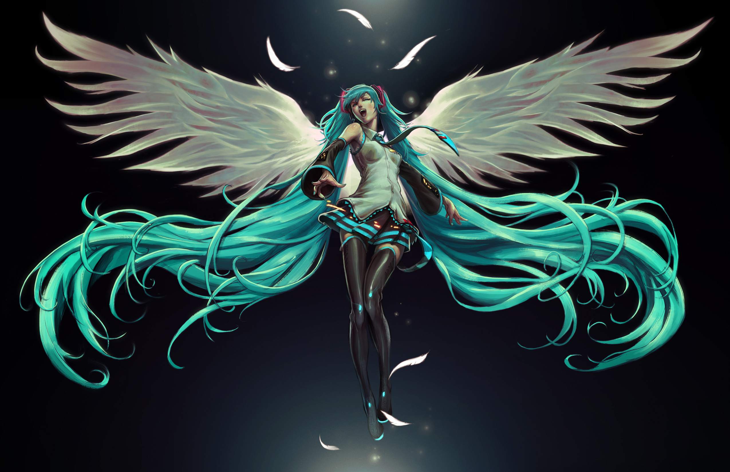 Laden Sie das Engel, Flügel, Vocaloid, Hatsune Miku, Animes-Bild kostenlos auf Ihren PC-Desktop herunter
