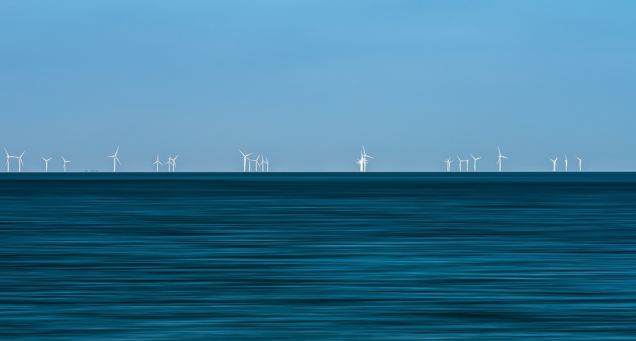 Free download wallpaper Horizon, Ocean, Wind Turbine, Man Made on your PC desktop