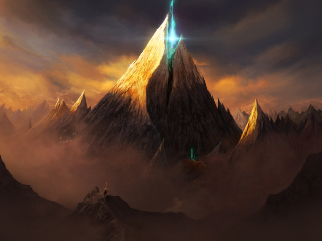 Free download wallpaper Landscape, Mountain, Beam, Sci Fi on your PC desktop