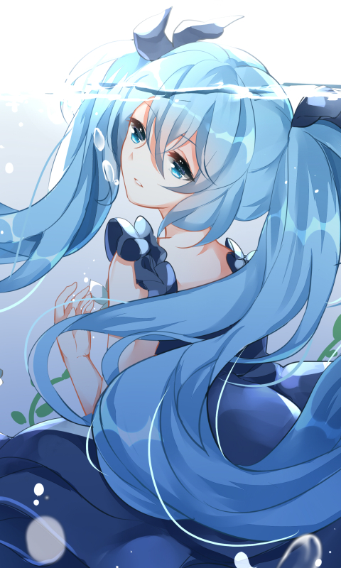 Descarga gratuita de fondo de pantalla para móvil de Agua, Vocaloid, Ojos Azules, Animado, Pelo Largo, Pelo Azul, Hatsune Miku.