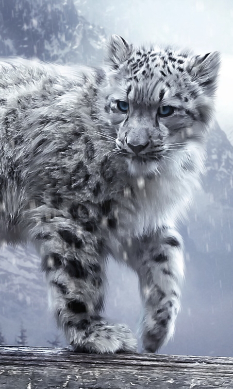 Descarga gratuita de fondo de pantalla para móvil de Animales, Gatos, Leopardo De Las Nieves.