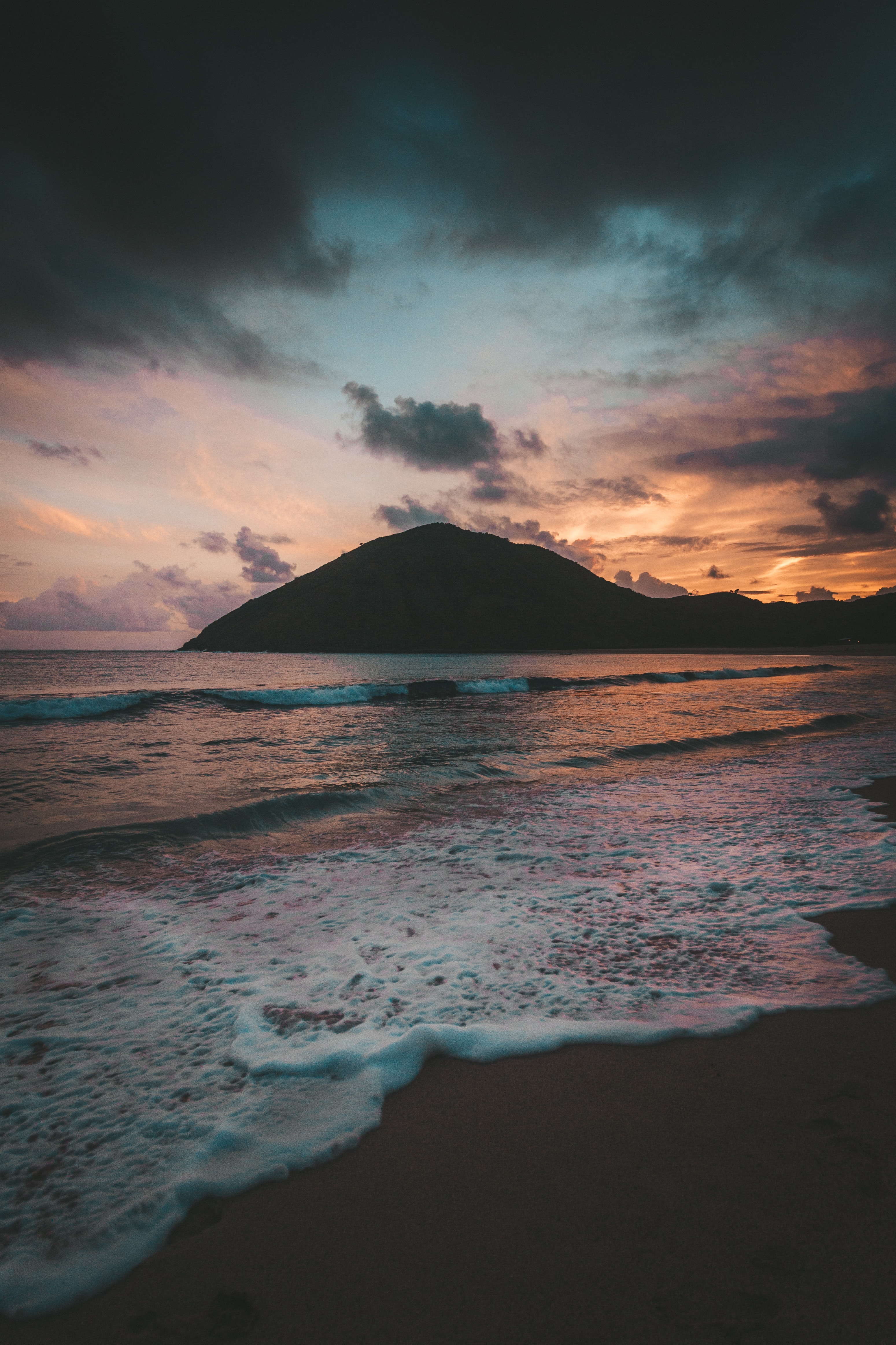 Free download wallpaper Nature, Sunset, Twilight, Dusk, Island, Sea, Beach on your PC desktop