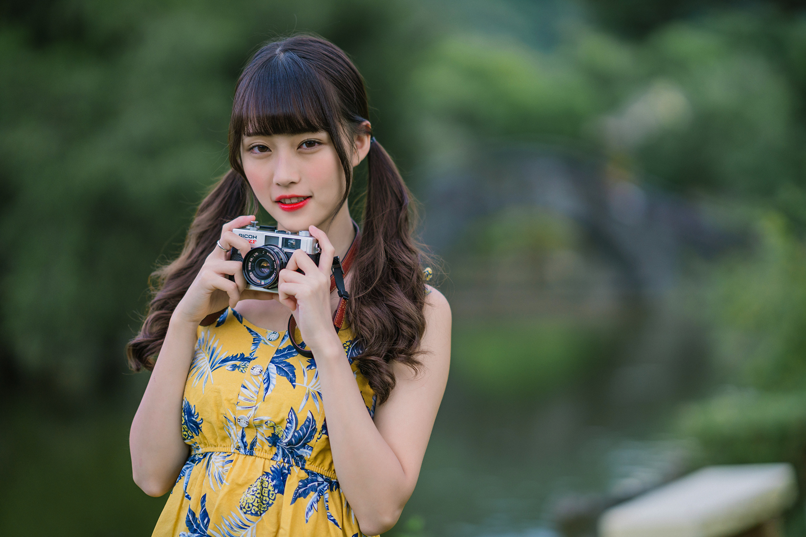 Download mobile wallpaper Camera, Brunette, Model, Women, Asian, Depth Of Field for free.
