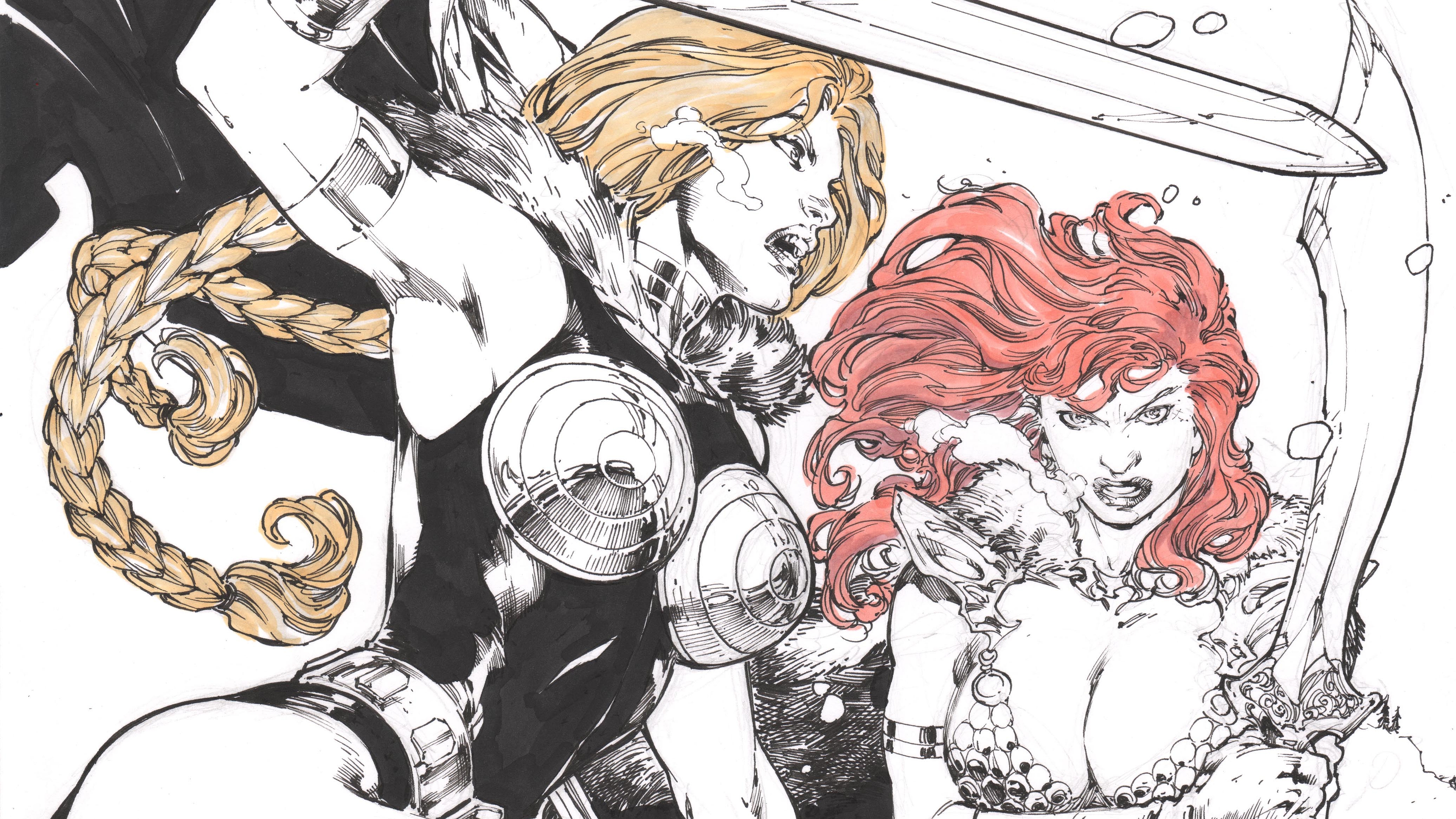 Download mobile wallpaper Collage, Comics, Red Sonja, Valkyrie (Marvel Comics) for free.