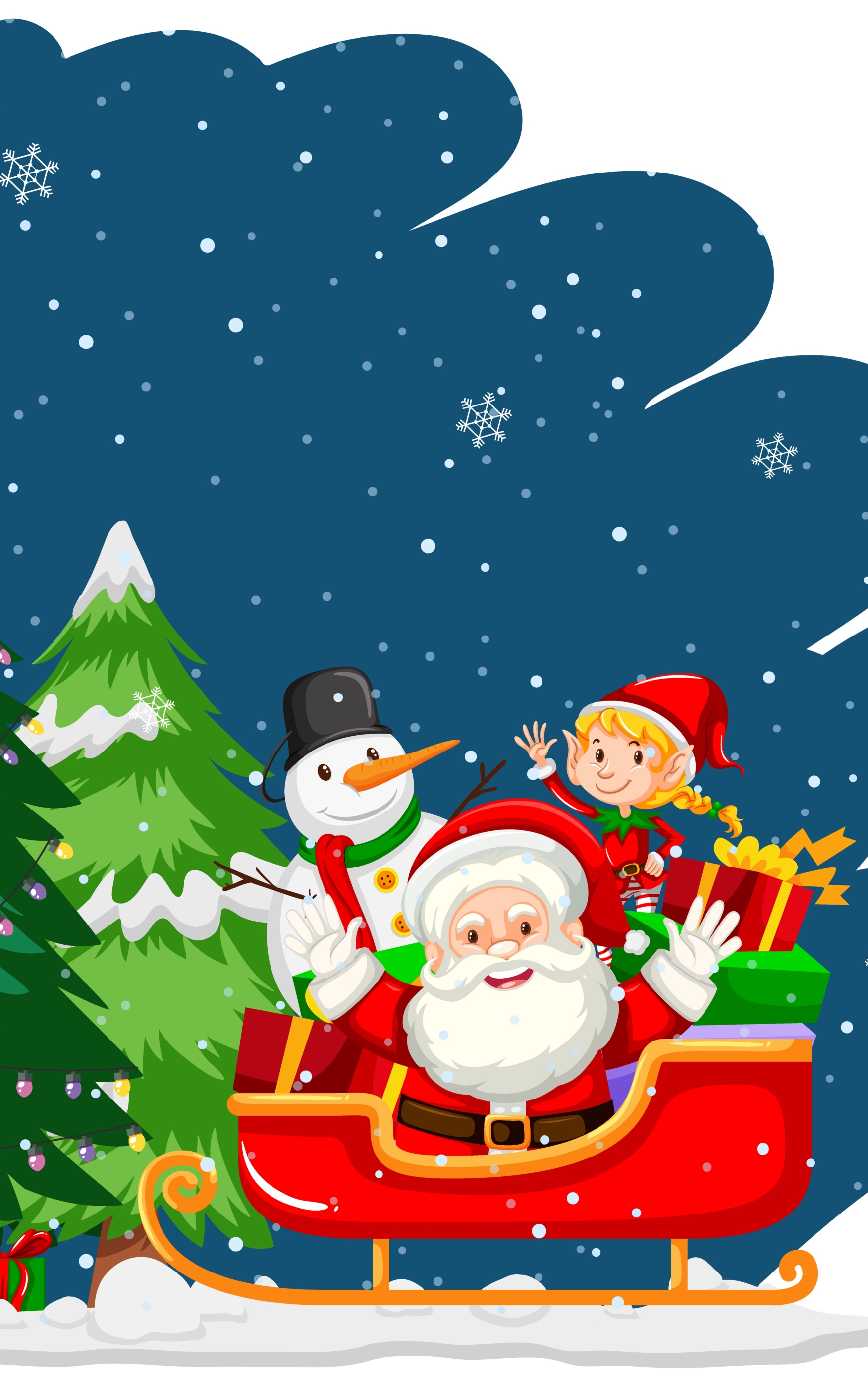 Descarga gratuita de fondo de pantalla para móvil de Navidad, Muñeco De Nieve, Día Festivo, Trineo, Papa Noel.