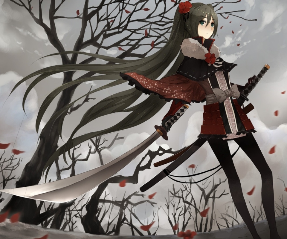 Download mobile wallpaper Anime, Warrior, Vocaloid, Sword, Hatsune Miku for free.
