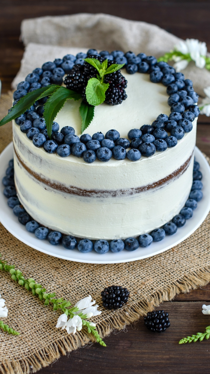 Download mobile wallpaper Food, Dessert, Blueberry, Still Life, Cake for free.