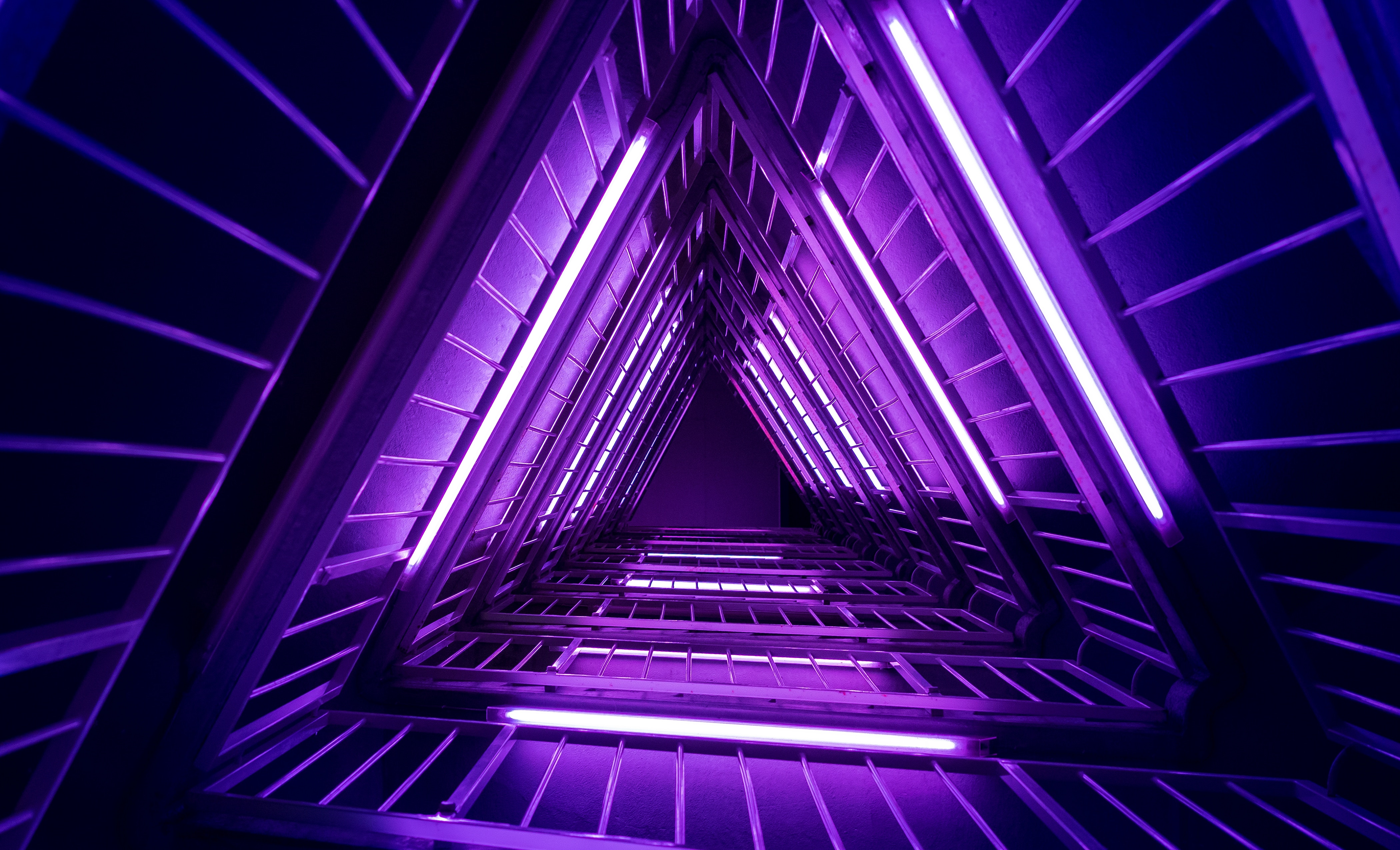 Desktop FHD shine, minimalism, violet, light, stairs, ladder, purple