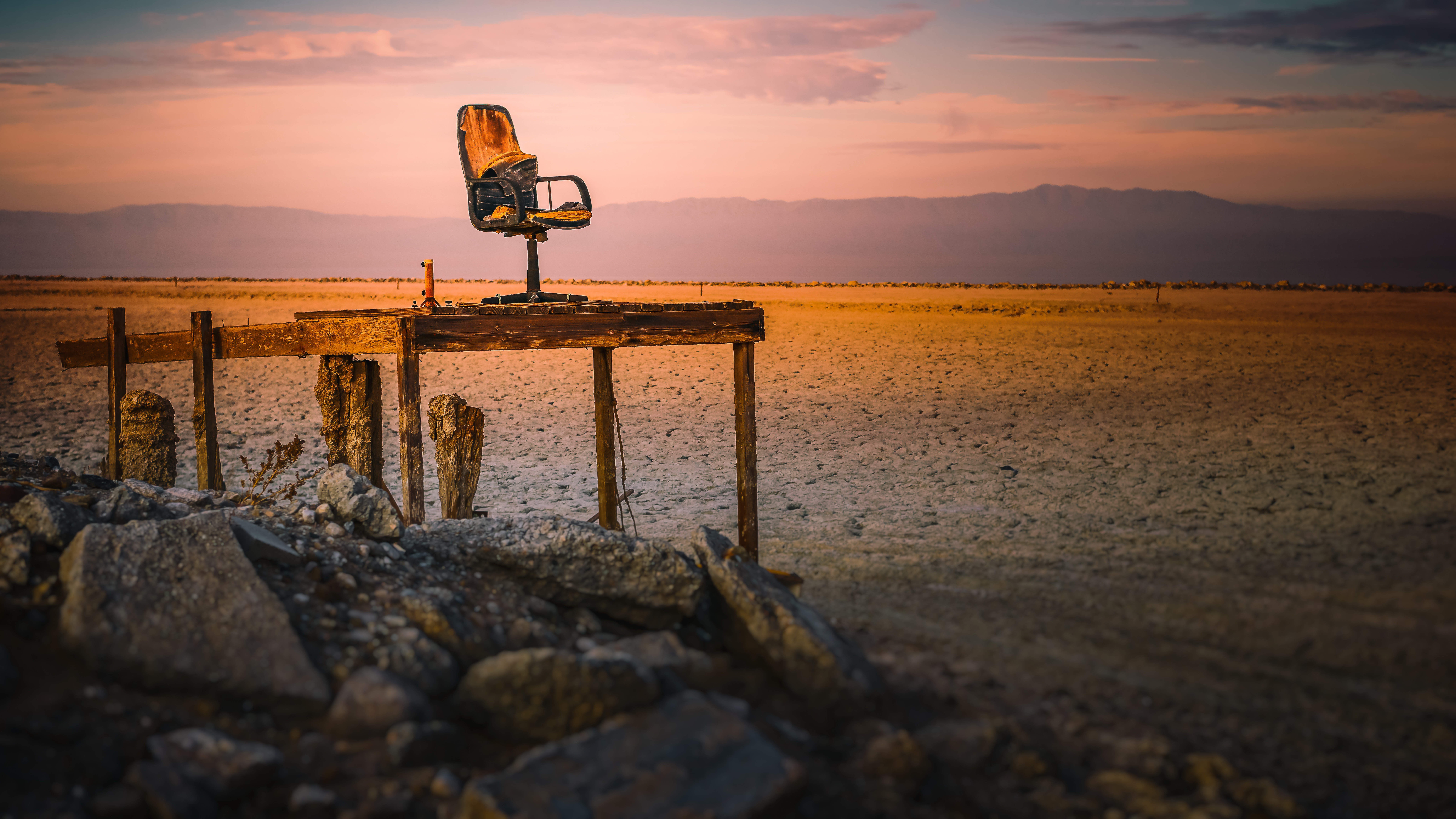 Free download wallpaper Sunset, Beach, Horizon, Chair, Stone, Photography on your PC desktop