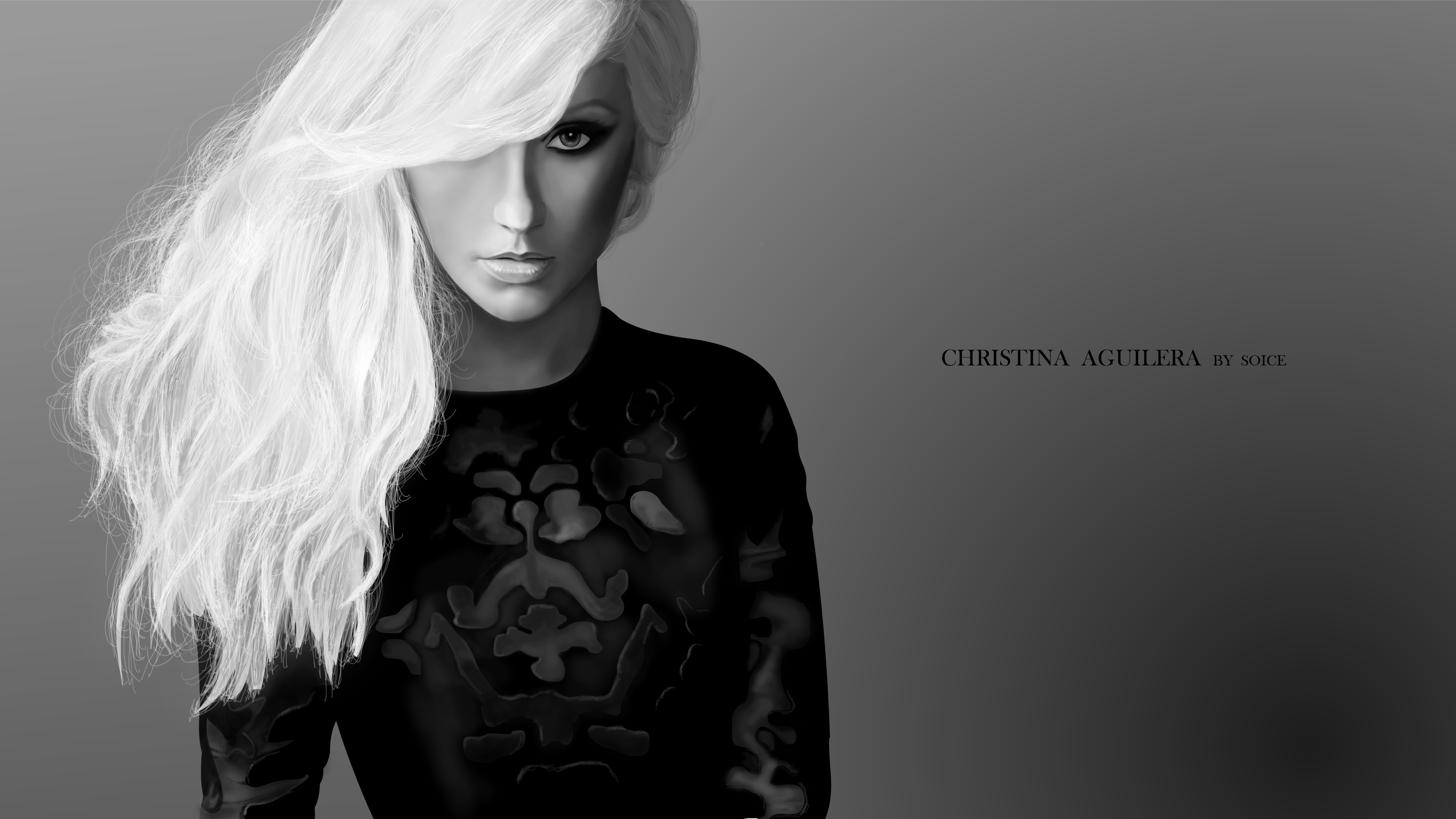 Free download wallpaper Music, Singer, Blonde, Black & White, Christina Aguilera on your PC desktop