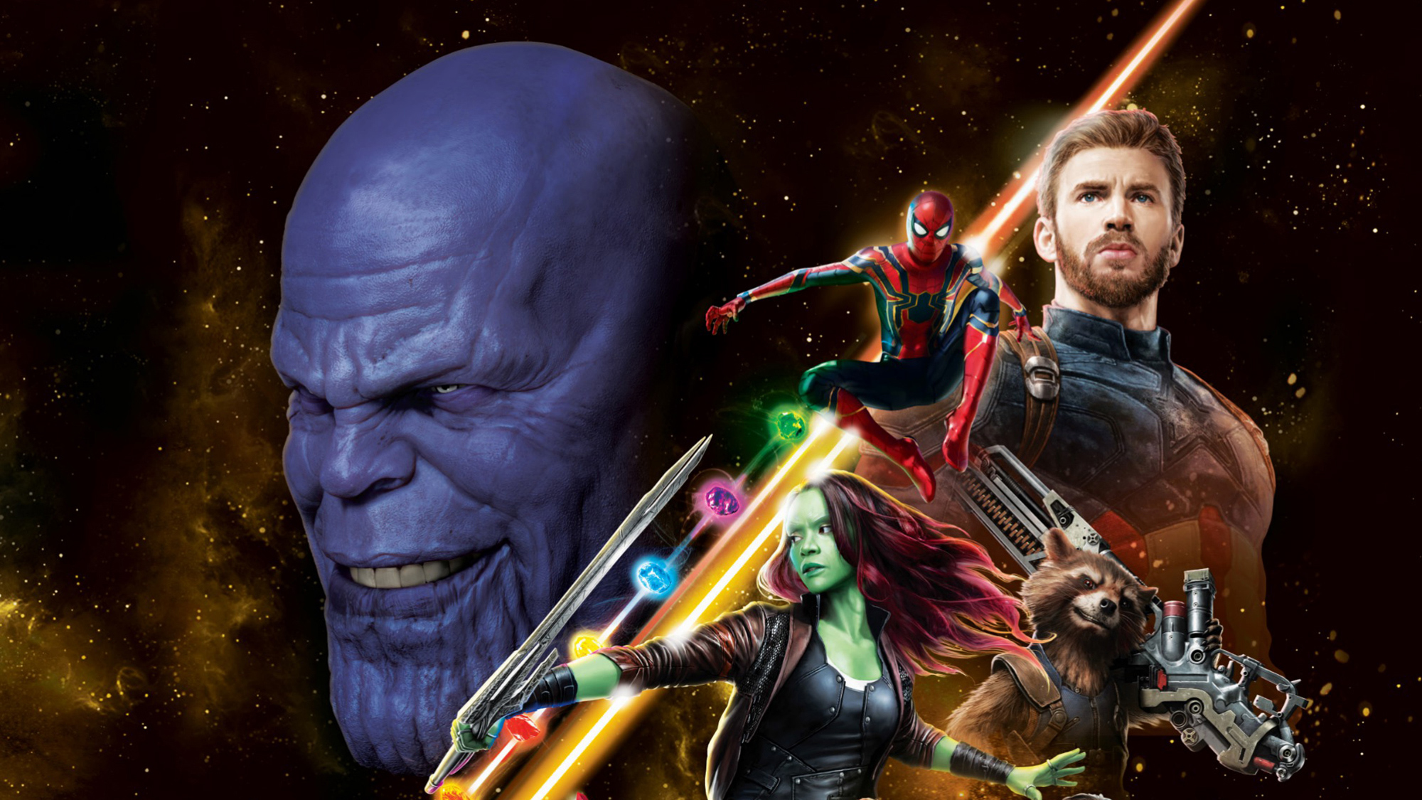 Laden Sie das Filme, Kapitän Amerika, Spider Man, Die Rächer, Steve Rogers, Raketen Waschbär, Gamora, Thanos, Avengers: Infinity War-Bild kostenlos auf Ihren PC-Desktop herunter
